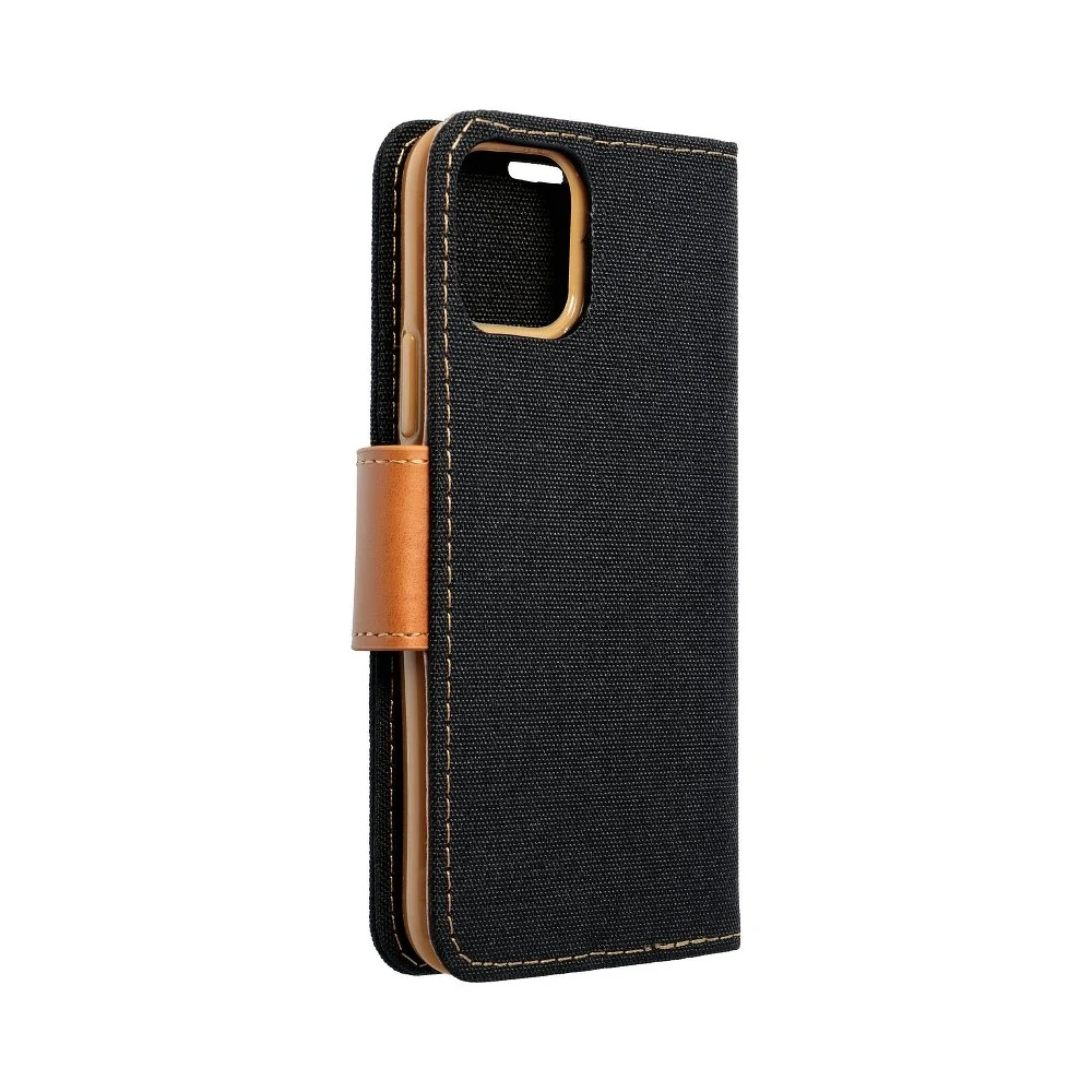 iPhone 12 Pro Max Canvas púzdro čierno-hnedé