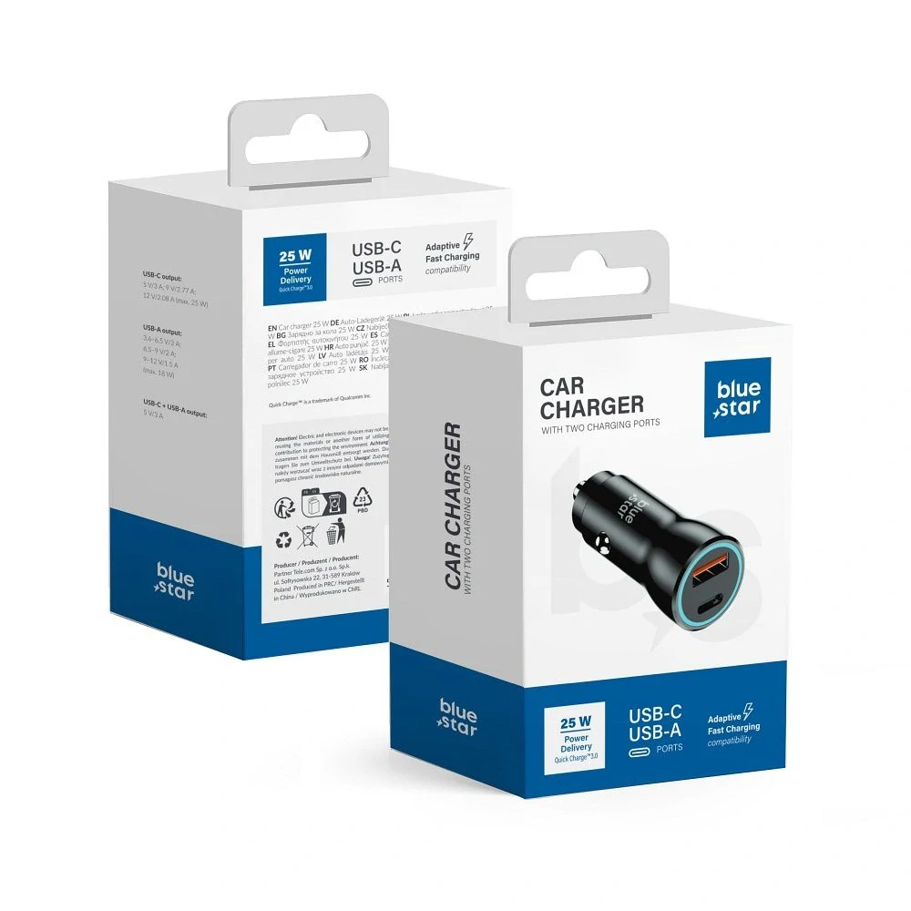 Autonabíjačka Blue Star USB C + USB A 3A 25W