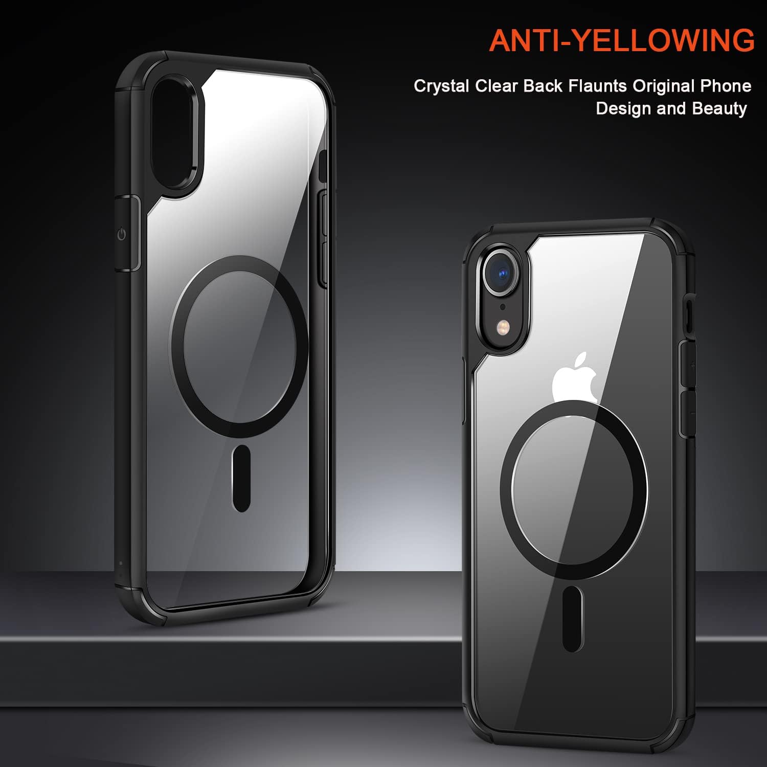 iPhone XR zadné púzdro MagSafe priehľadné s čiernym lemom