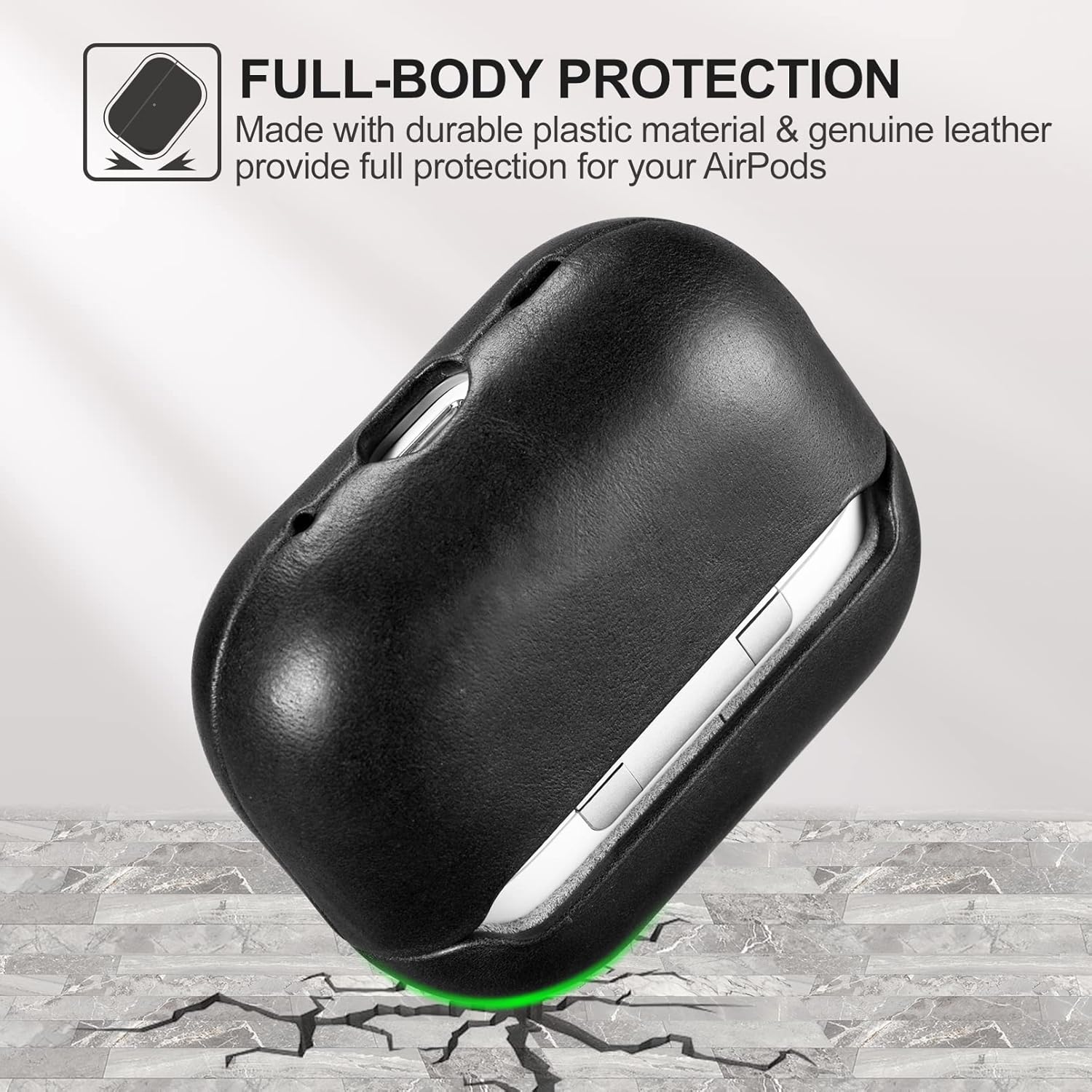 Kožené púzdro pre AirPods Pro 2 2022 čierne