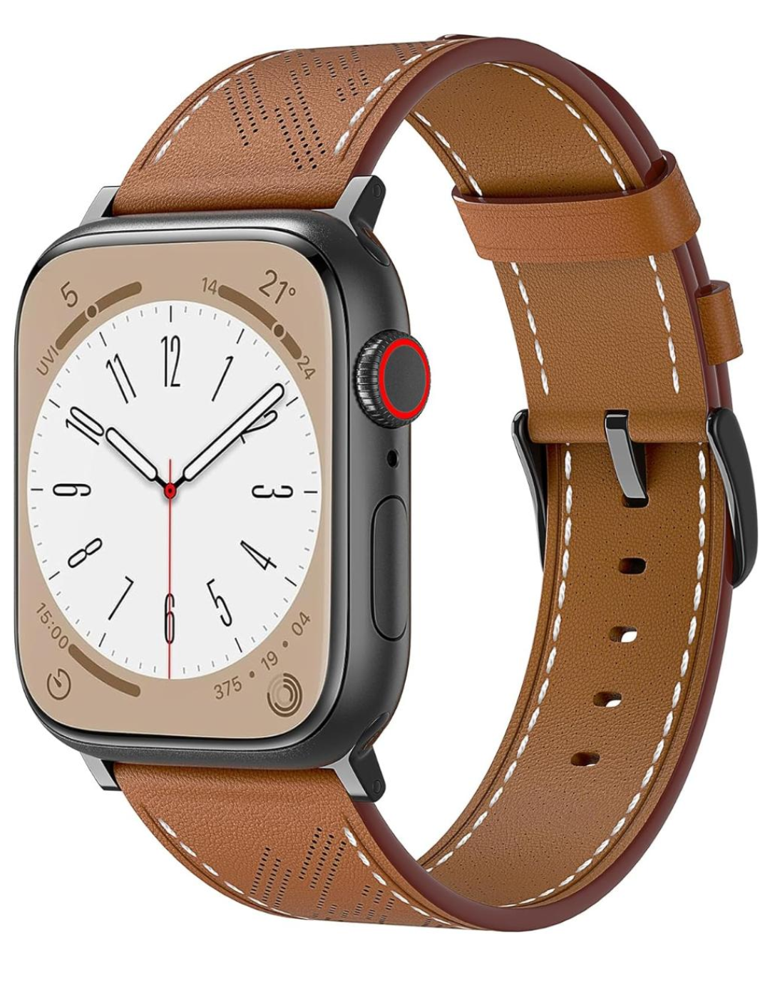 Kožený remienok pre Apple Watch 38 / 40 / 41 mm hnedý s bielou niťou