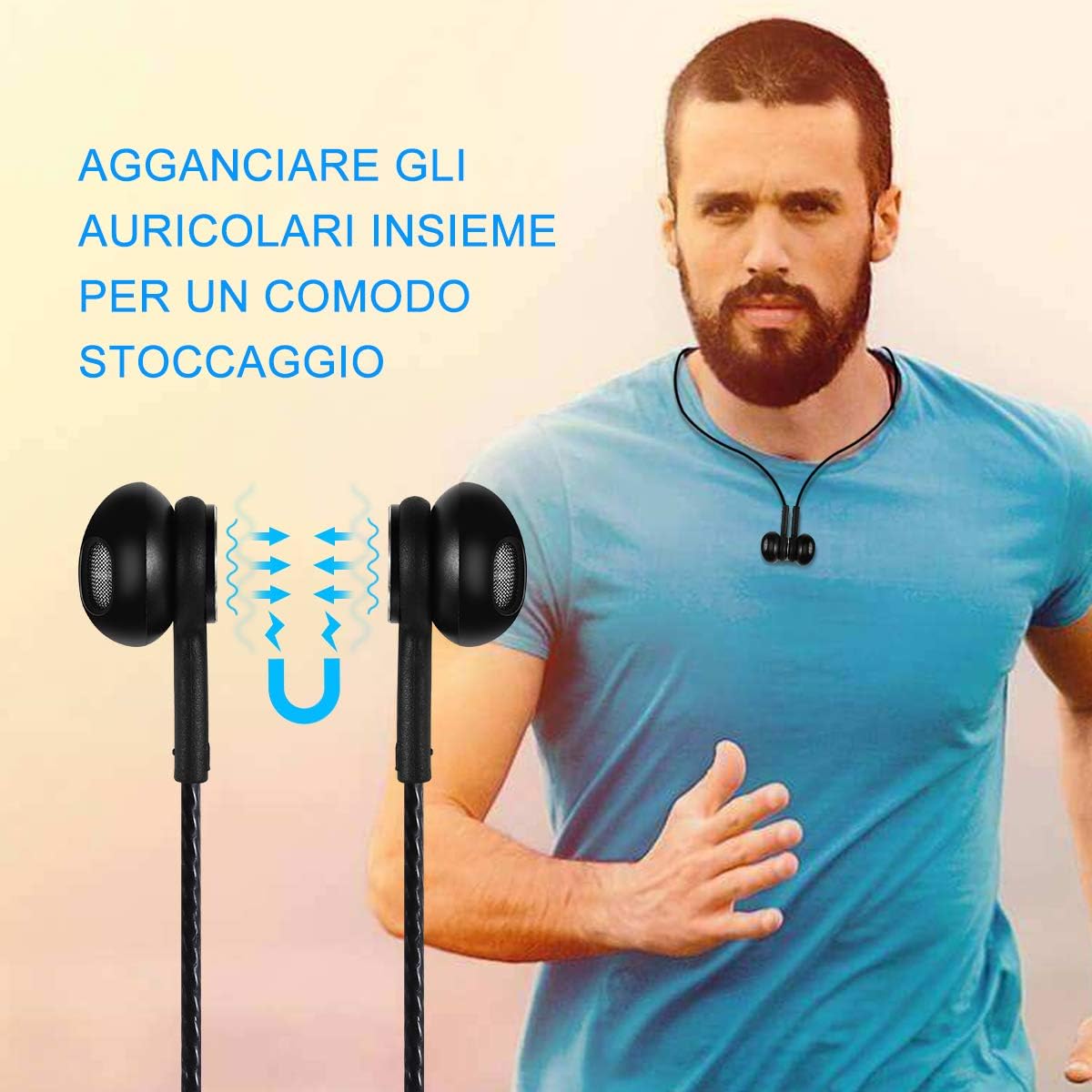 Magnetické športové slúchadlá s púzdrom 3,5mm jack