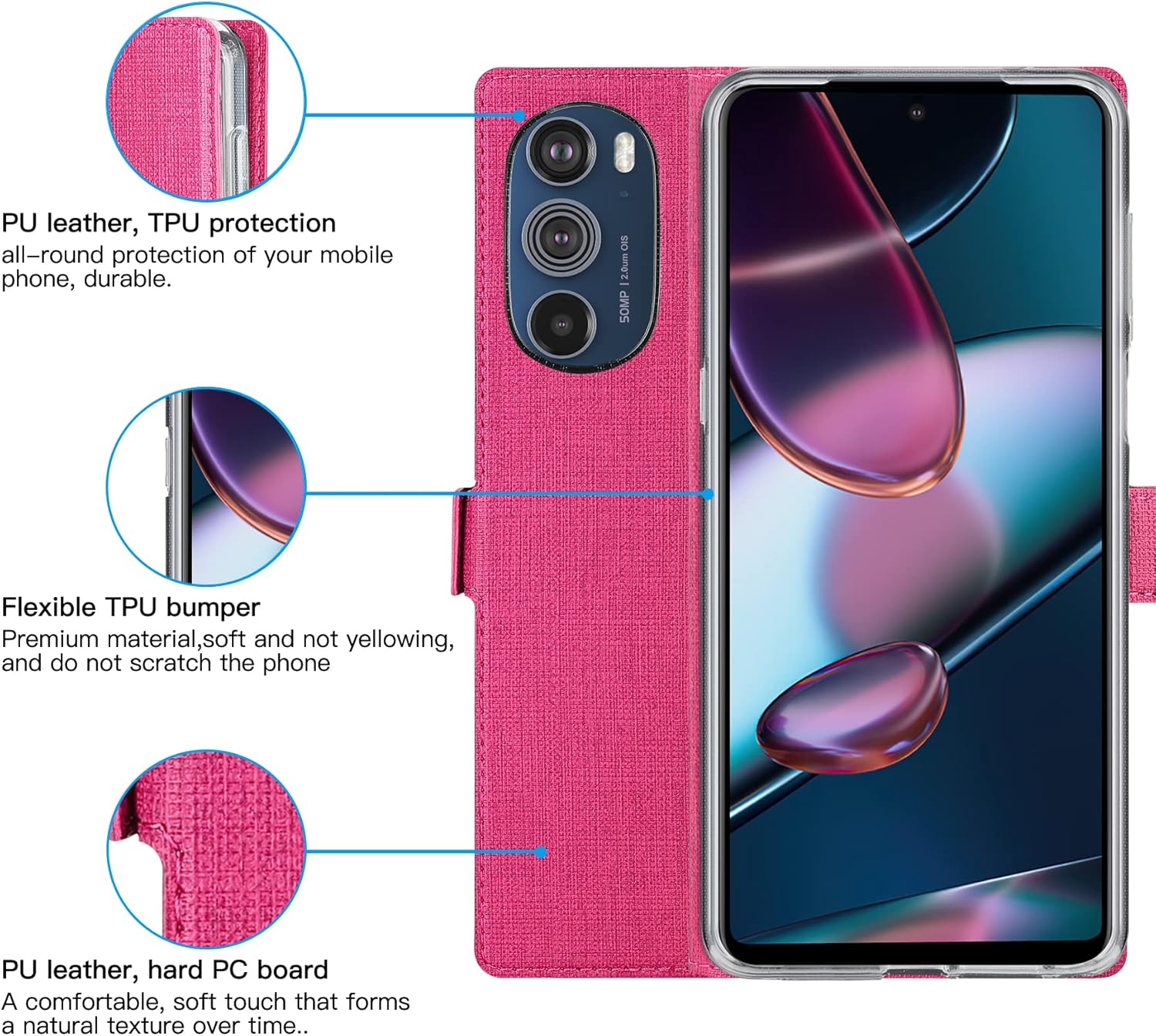 Motorola Edge 30 Pro púzdro book FOLUU ružové