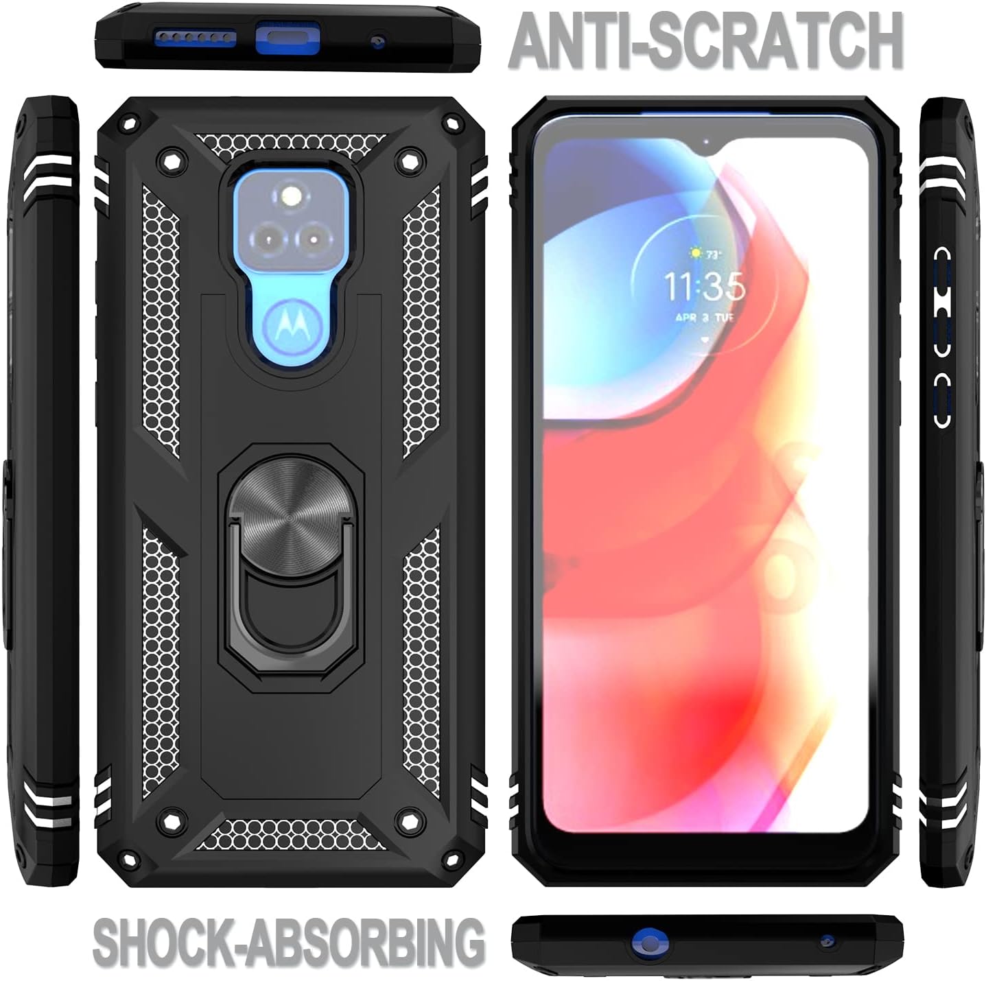 Motorola G Play 2021 zadné púzdro Armor čierne + fólia na displej