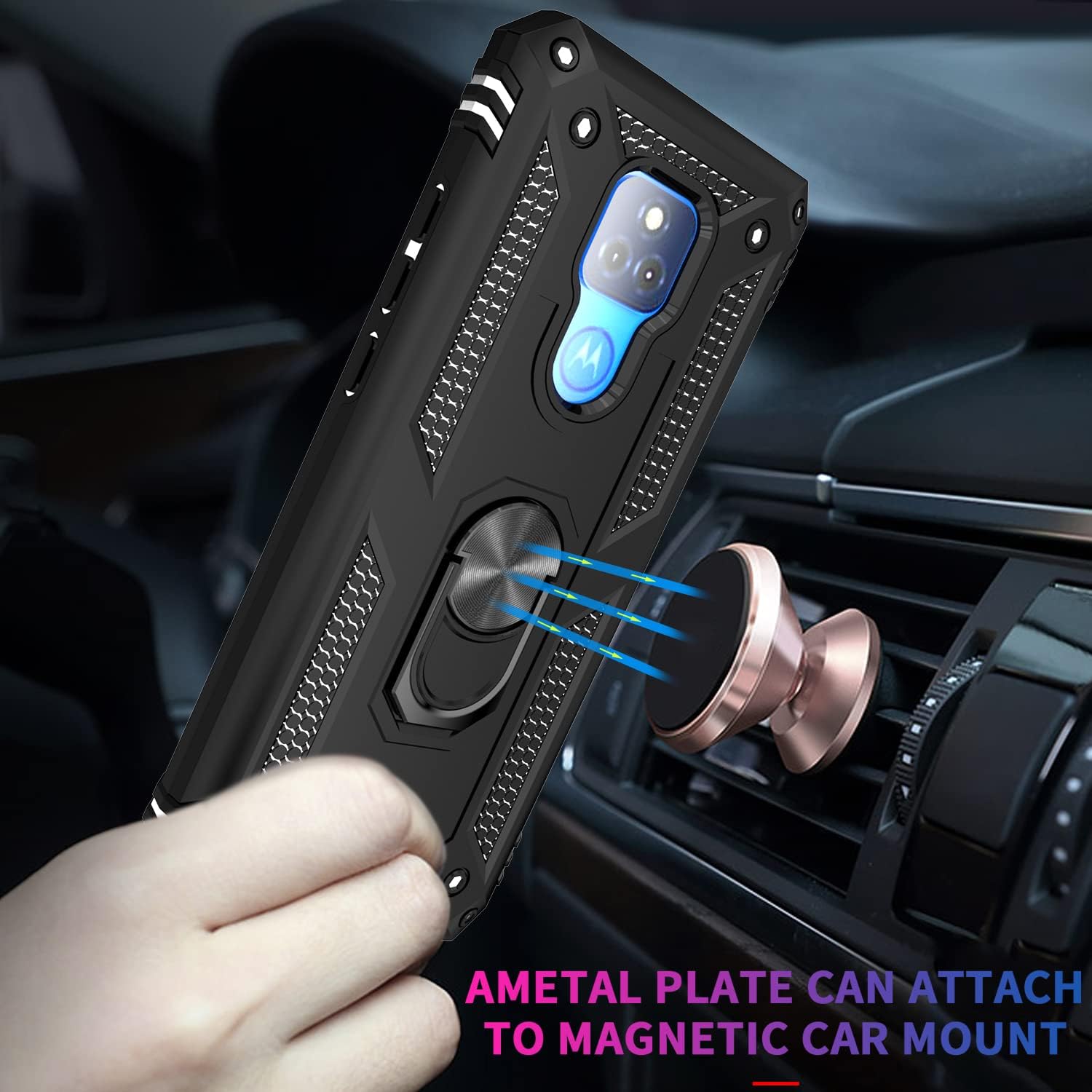 Motorola G Play 2021 zadné púzdro Armor čierne + fólia na displej