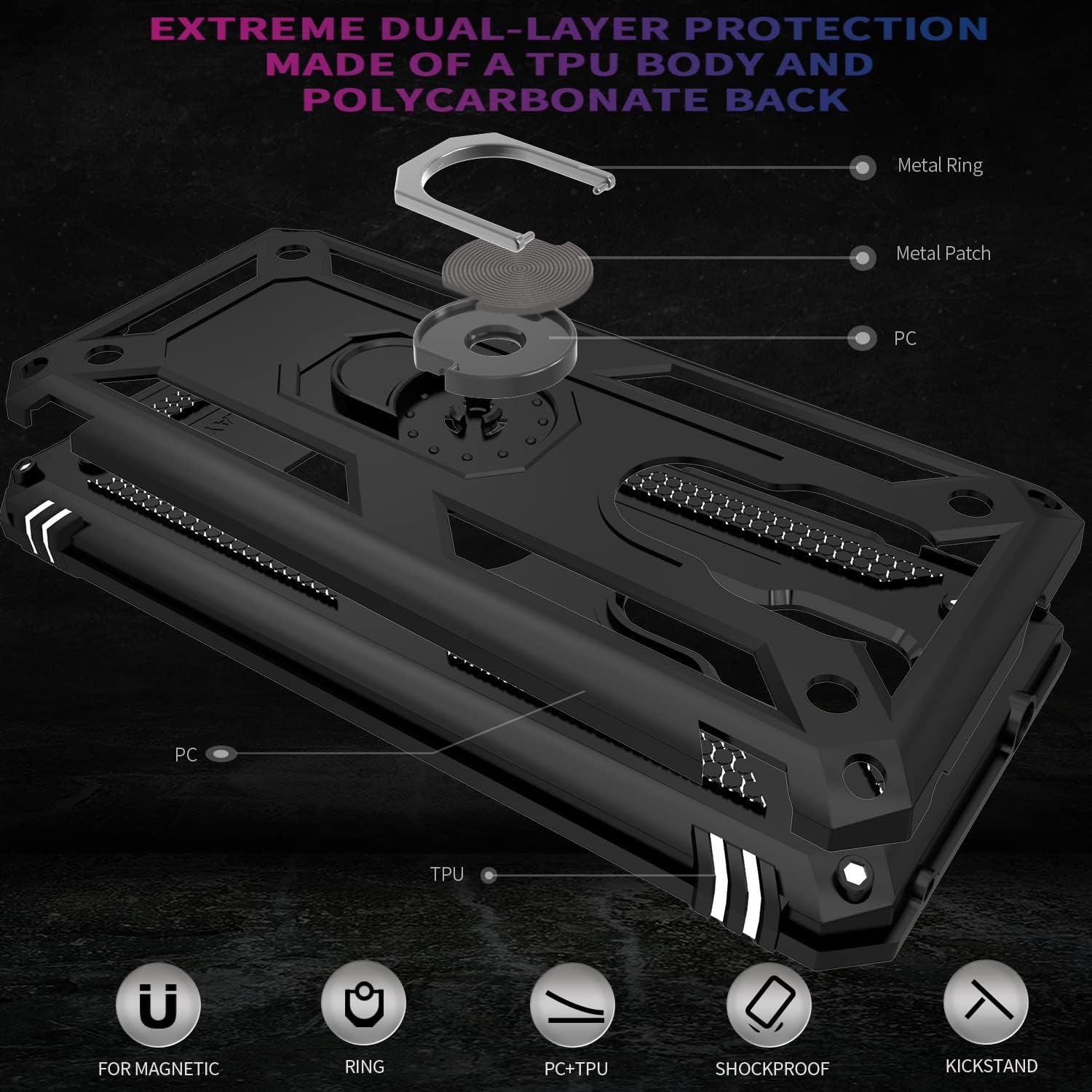 Motorola G Play 2021 zadné púzdro Armor čierne + fólia na displej