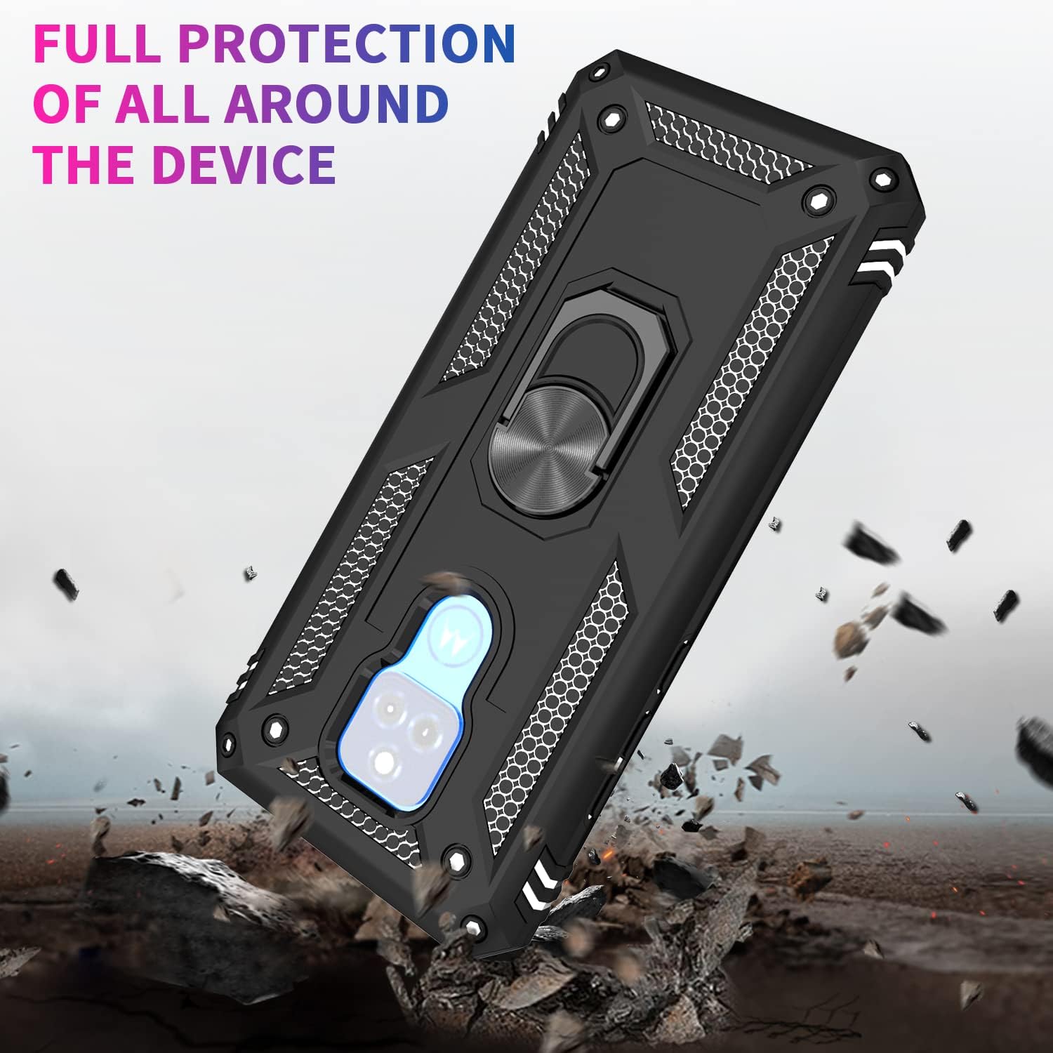 Motorola G Play 2021 zadné púzdro Armor čierne + fólia na displej