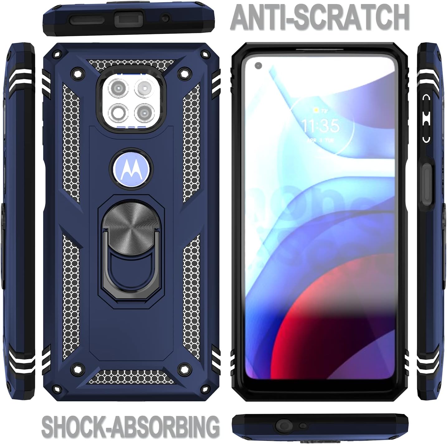 Motorola G Power 2021 zadné púzdro Armor modré + fólia na displej