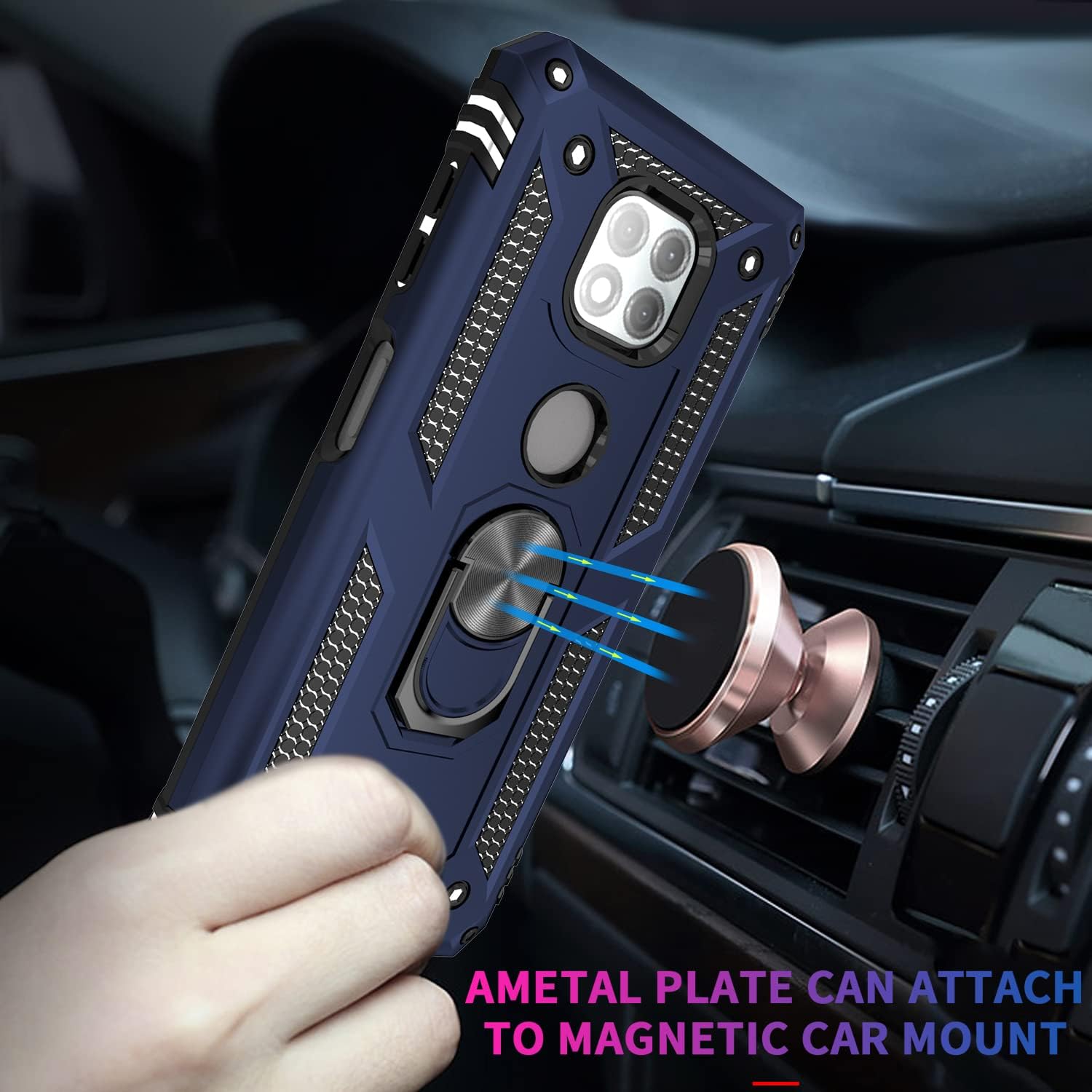 Motorola G Power 2021 zadné púzdro Armor modré + fólia na displej