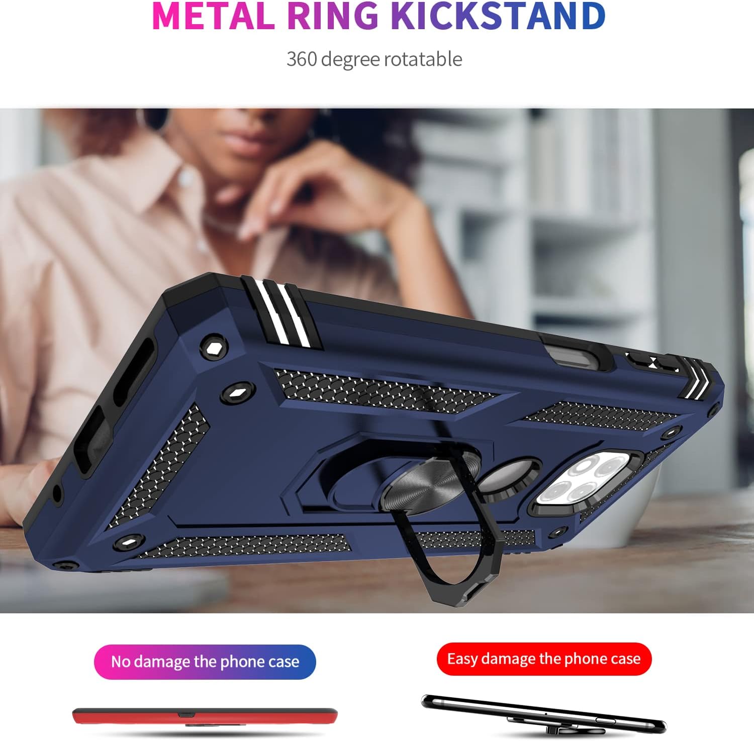 Motorola G Power 2021 zadné púzdro Armor modré + fólia na displej