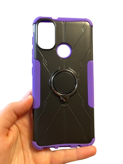 Motorola Moto E20s / E30 / E40 protišmykové púzdro Armor Ring čierno-fialové