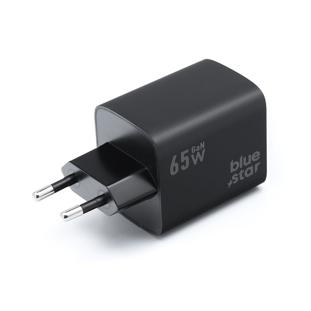 Nástenná nabíjačka Blue Star GaN 2 x USB C + USB A QC4.0 PD 4A 65W VT-43 čierna
