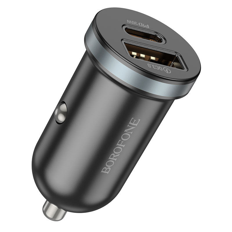 Borofone BZ22 nabíjačka do auta - USB + Typ C - QC 3.0 PD 30W čierna