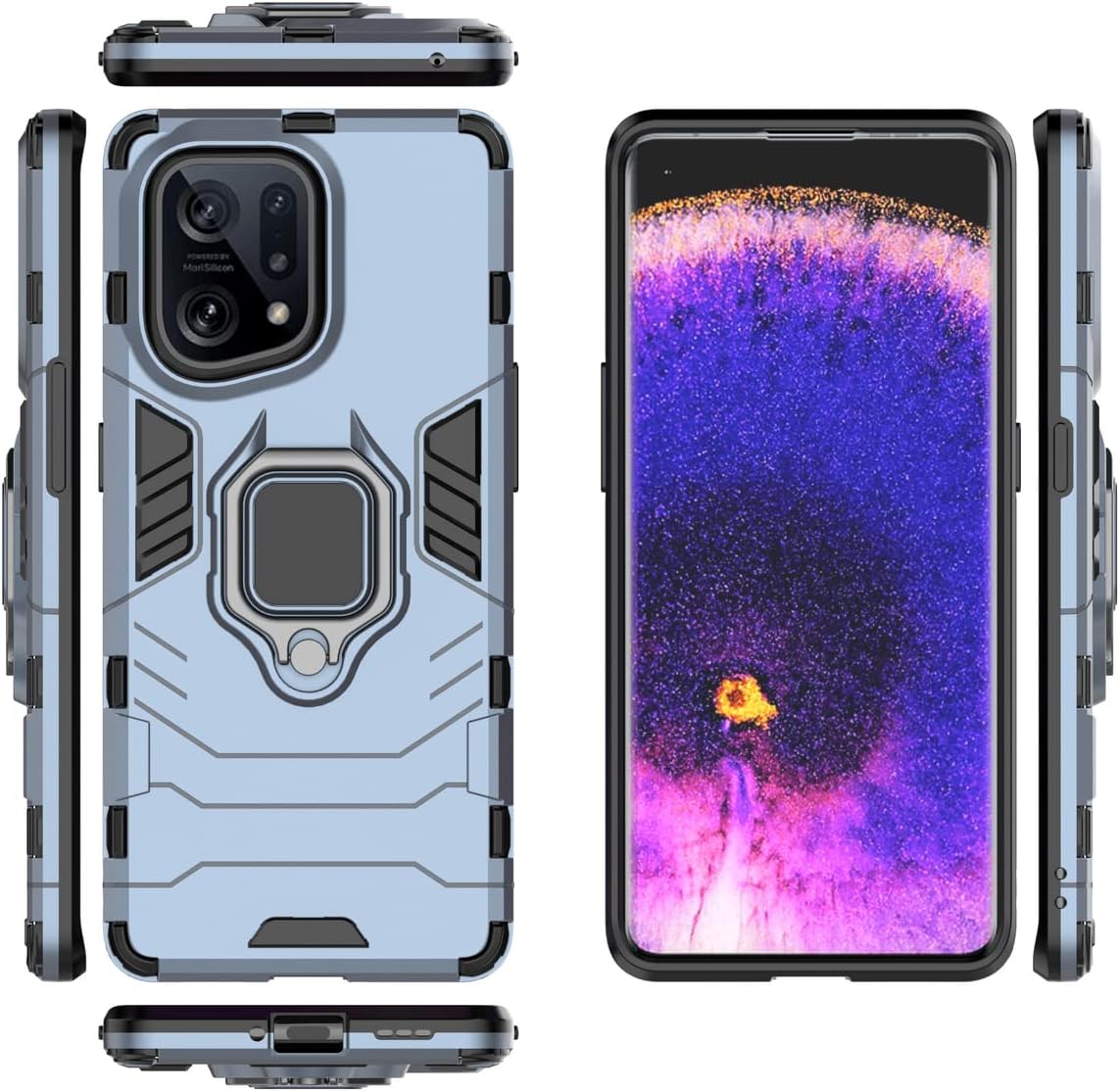 Oppo Find X5 púzdro Armor Ring modré