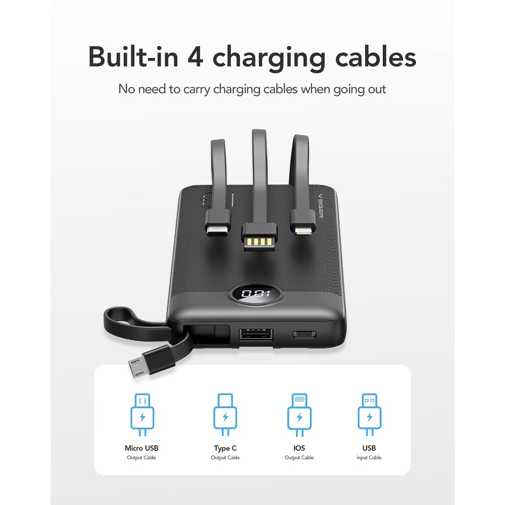 Powerbanka VEGER C10 - 10 000mAh (Micro + Typ C + Lightning 8-pin)