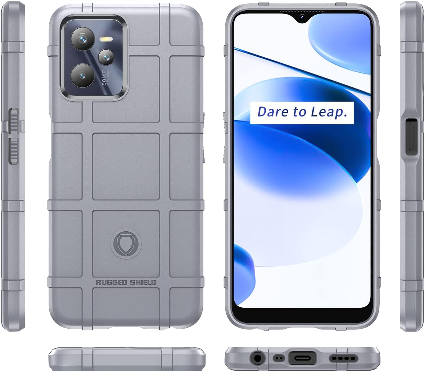 Realme C35 protišmykové zadné púzdro sivé