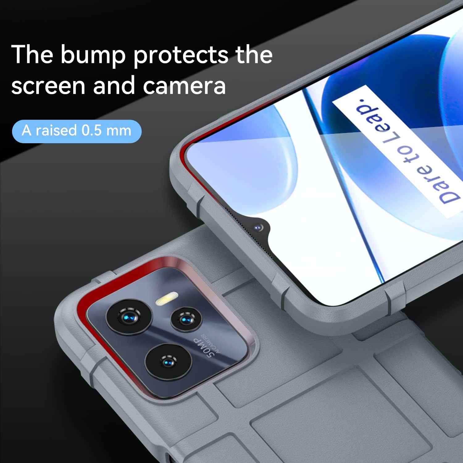 Realme C35 protišmykové zadné púzdro sivé