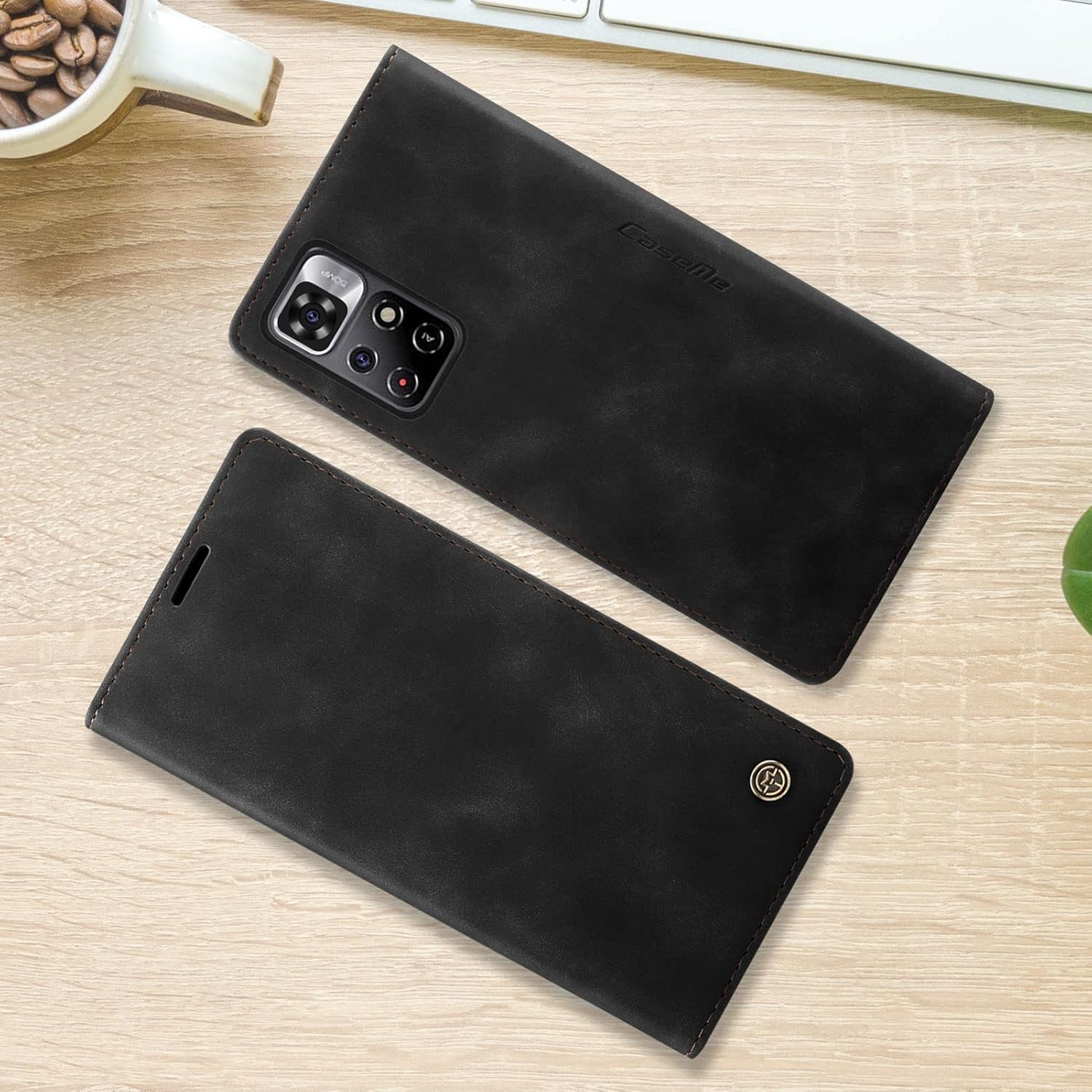 Redmi Note 11 5G / Poco M4 Pro 5G kožené prešívané púzdro čierne