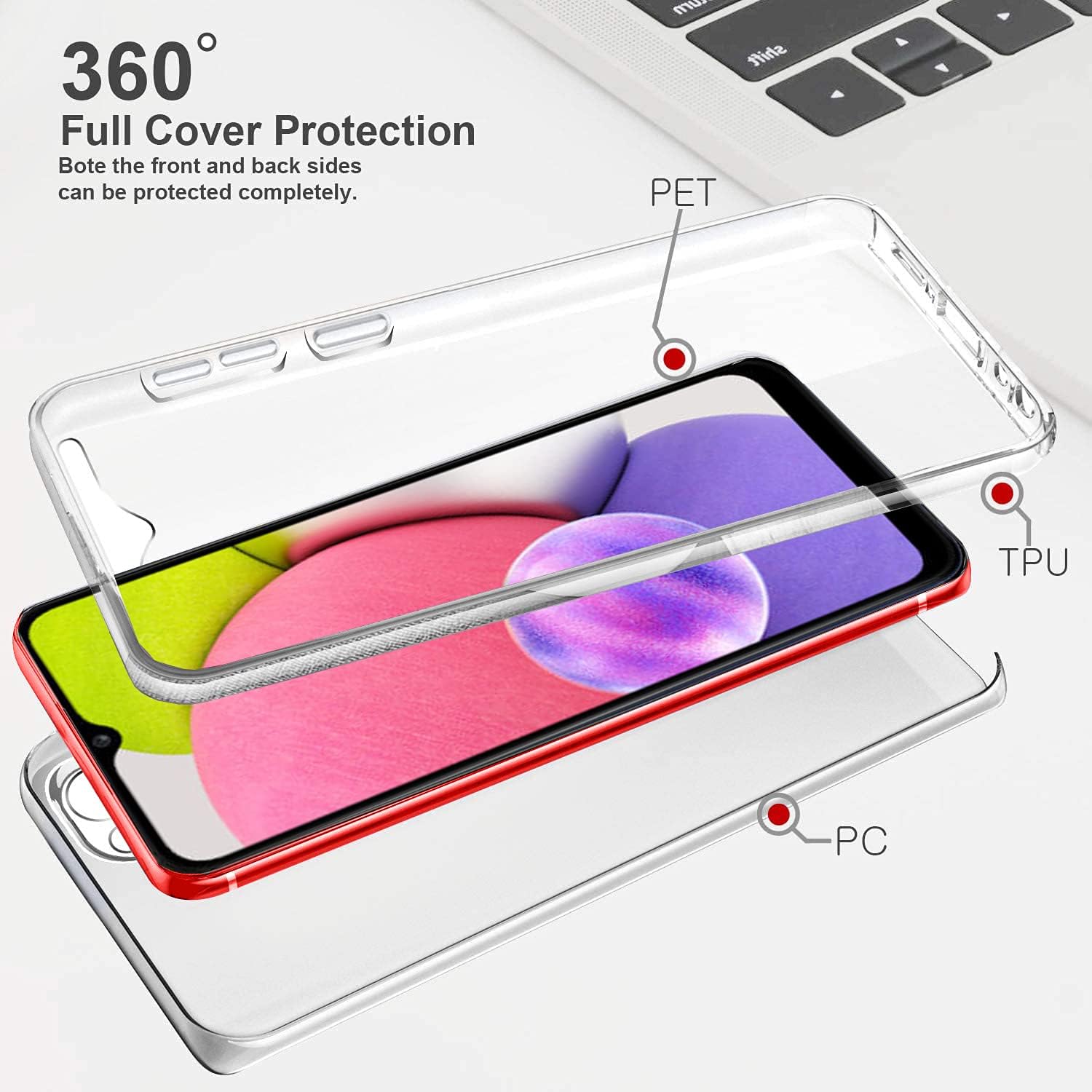 Samsung Galaxy A03S celotelové silikónové púzdro priehľadné 360°