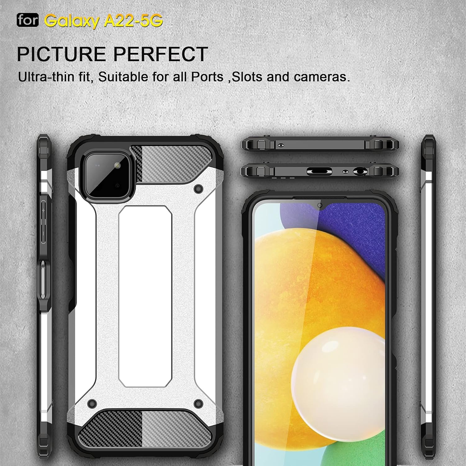 Samsung Galaxy A22 5G zadné púzdro Armor strieborné