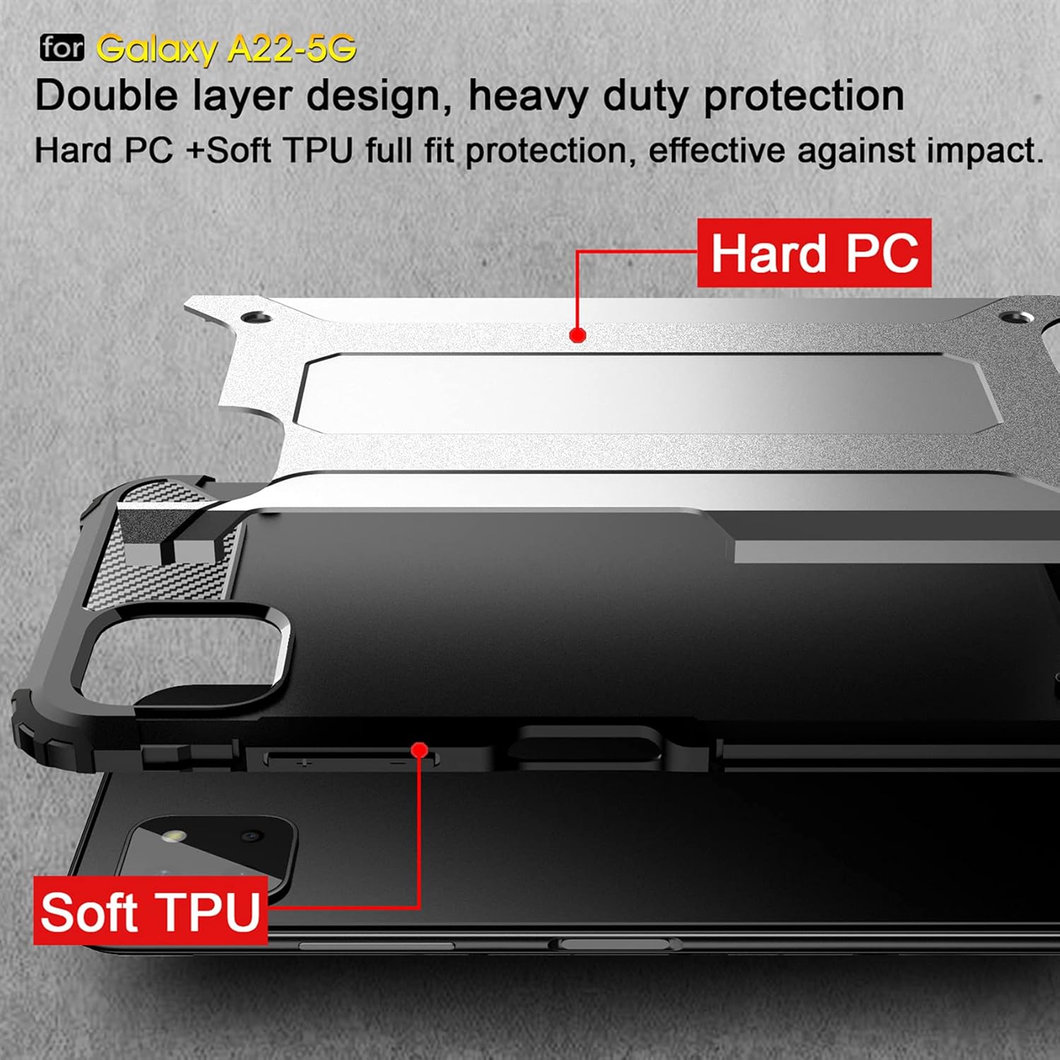 Samsung Galaxy A22 5G zadné púzdro Armor strieborné