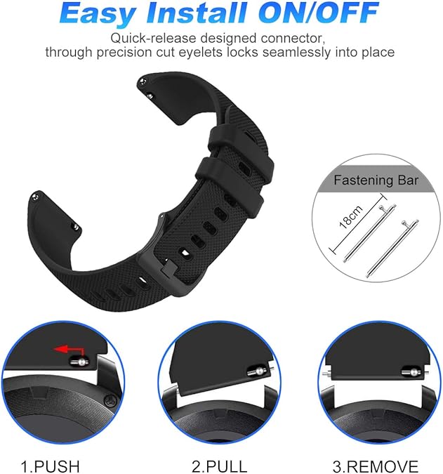 Garmin Vivoactive 4S/ Vivomove 3S/ Venu 3S/ Venu 2S, Forerunner 255S silikónový remienok čierny