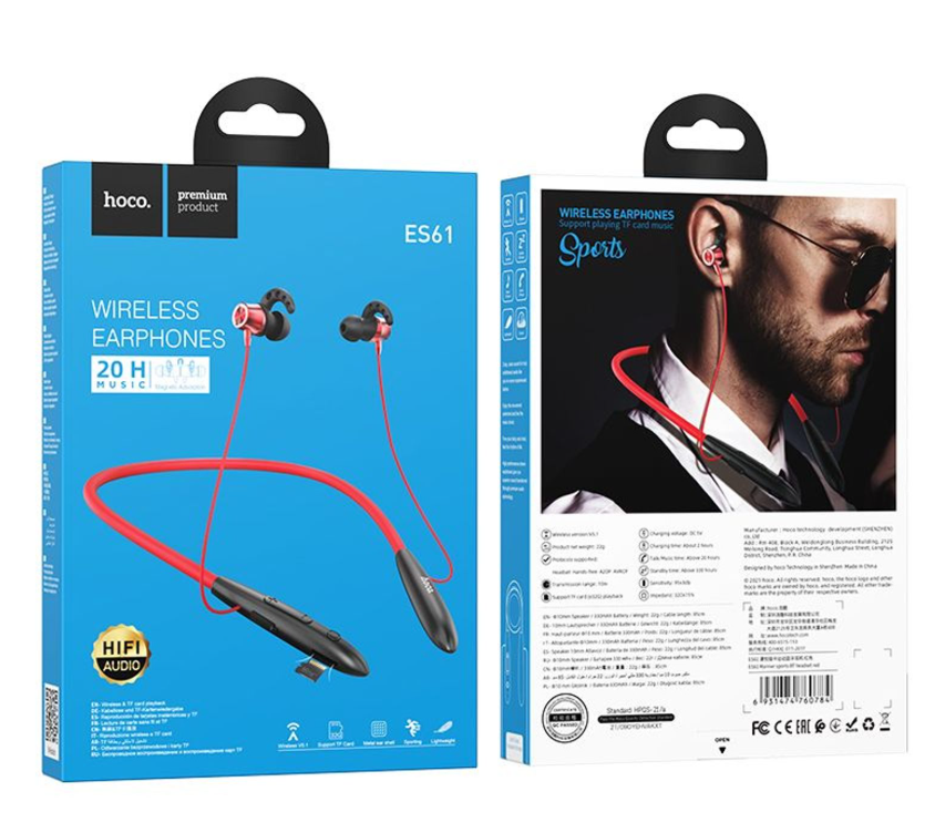 HOCO  bluetooth slúchadlá ES61 červené