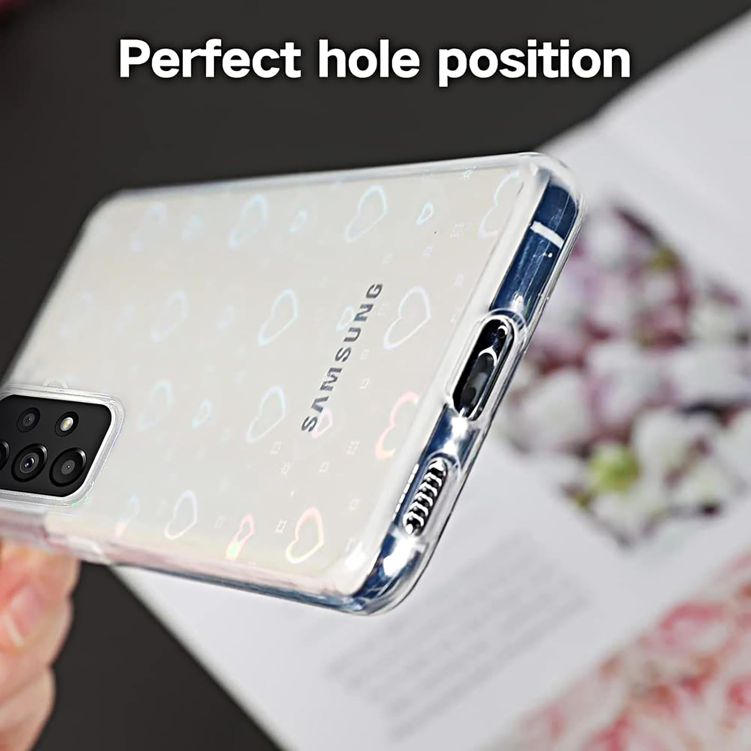 Samsung Galaxy A52 / A52s / A52s 5G zadné púzdro priehľadné s potlačou metalické srdce