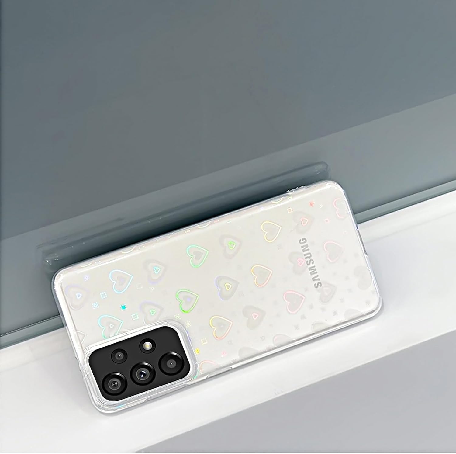 Samsung Galaxy A52 / A52s / A52s 5G zadné púzdro priehľadné s potlačou metalické srdce