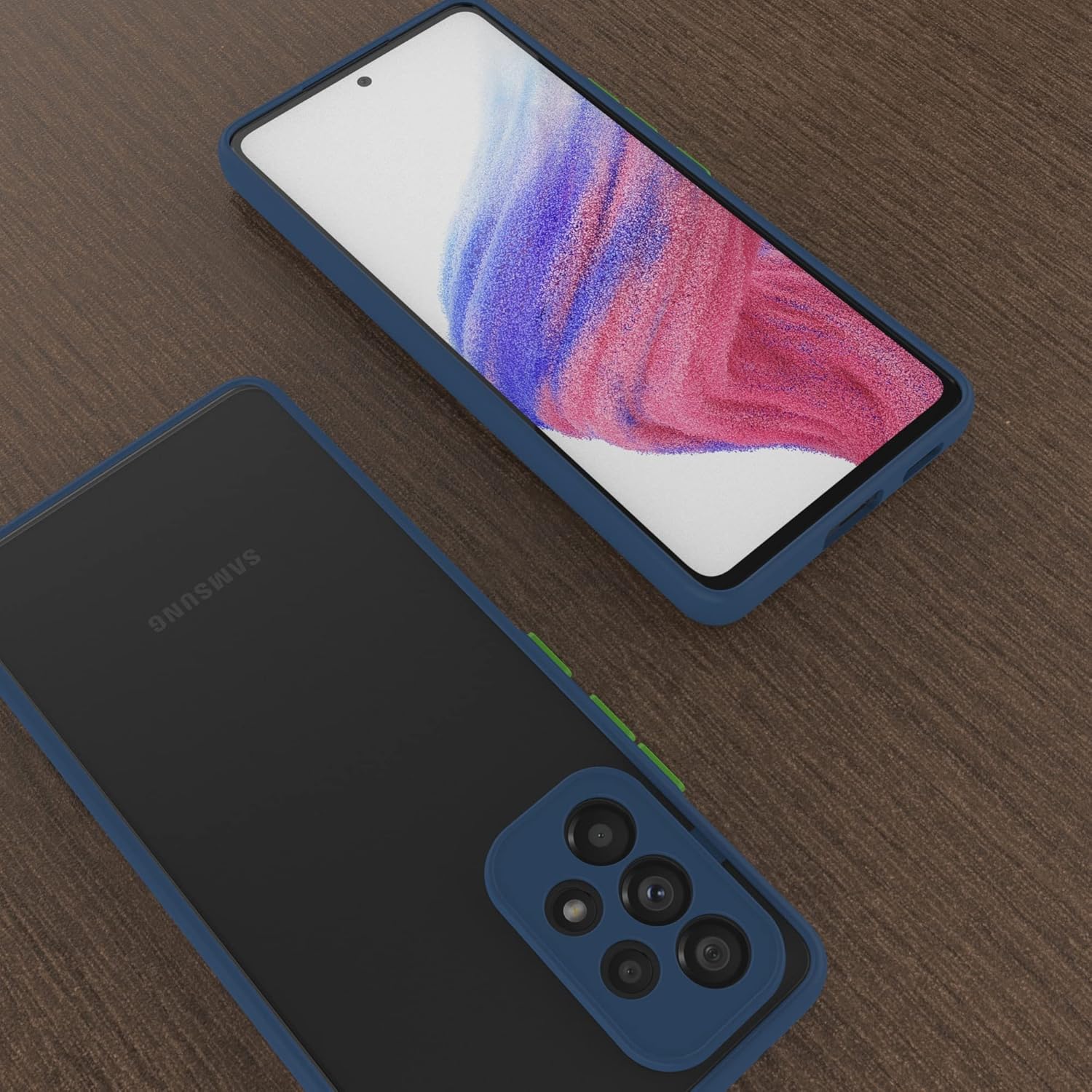 Samsung Galaxy A53 5G polopriehľadné púzdro s modrým lemom