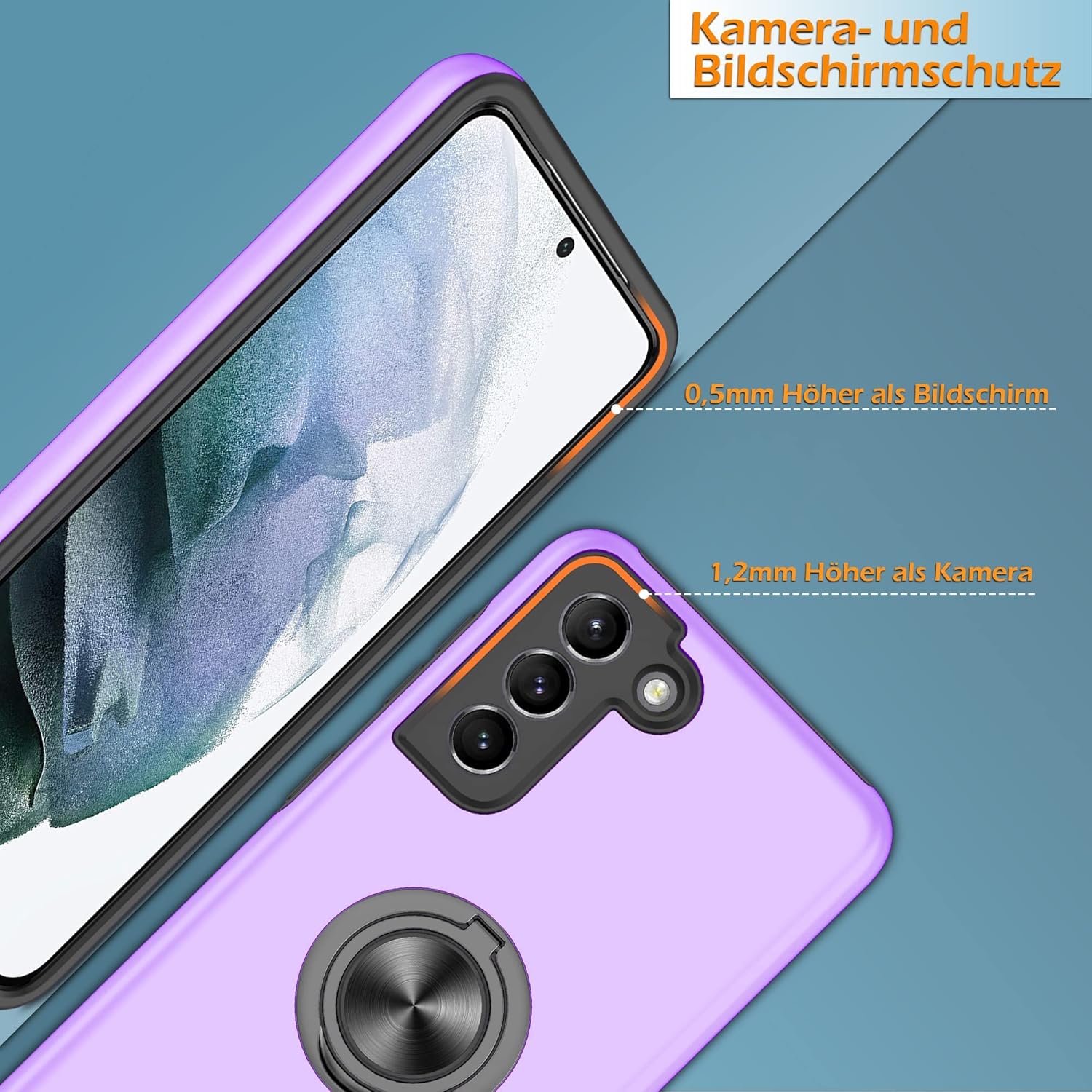 Samsung Galaxy S21 FE zadné púzdro Armor Ring fialové s ochrannou fóliou