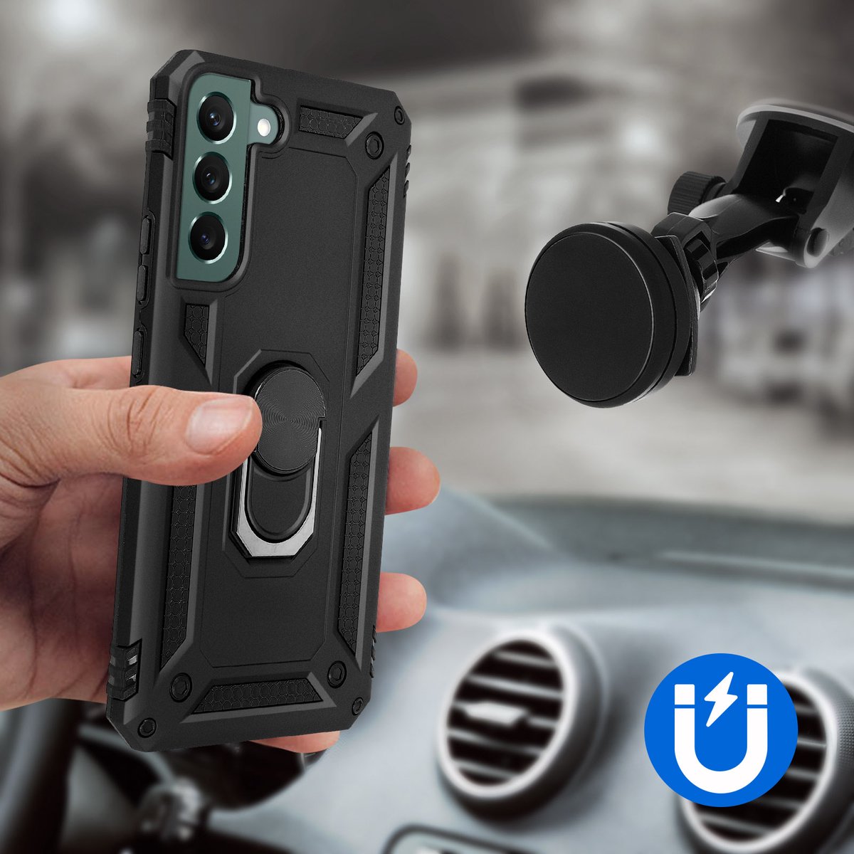 Samsung Galaxy S21 Plus púzdro Armor Ring čierne