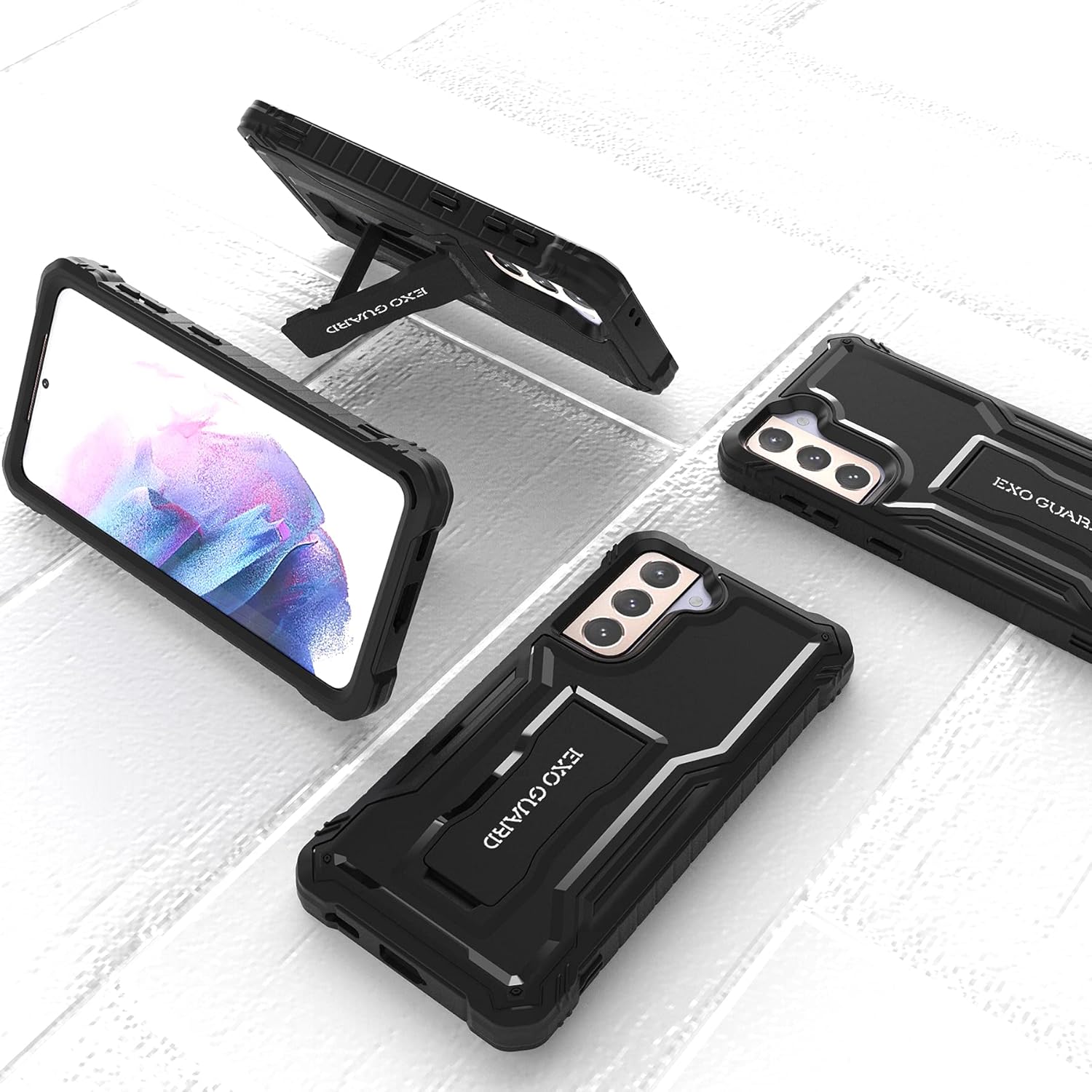 Samsung Galaxy S21 Plus púzdro ExoGuard čierne + ochranné sklo