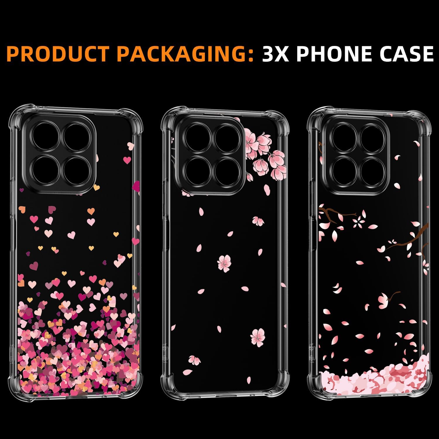 Honor X8A zadné púzdro priehľadné Armor s potlačou sada 3ks