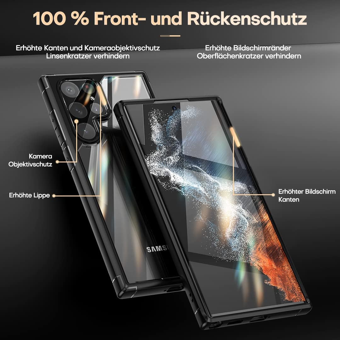 Samsung Galaxy S22 Ultra zadné púzdro priehľadné s čiernym lemom