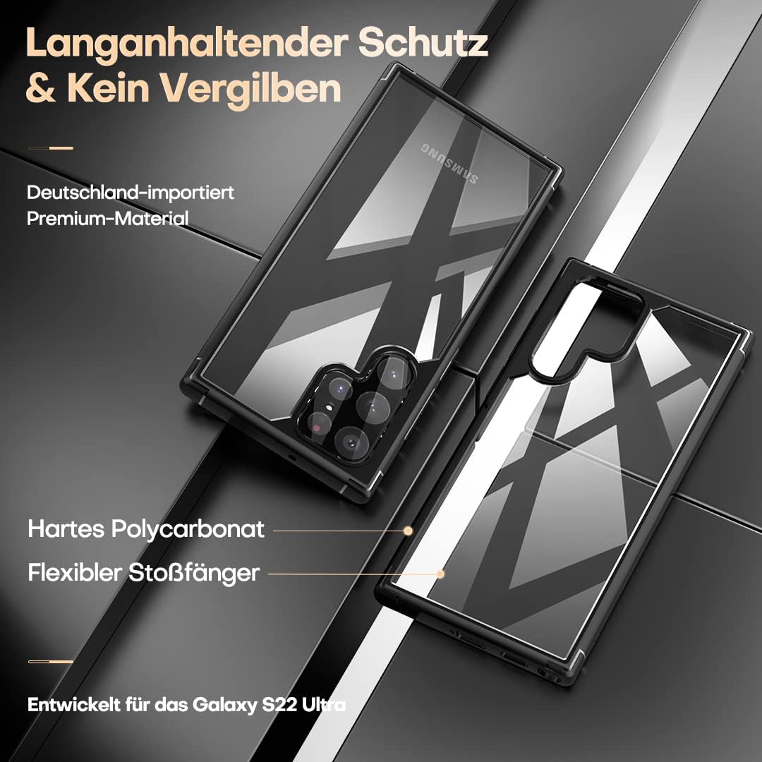Samsung Galaxy S22 Ultra zadné púzdro priehľadné s čiernym lemom