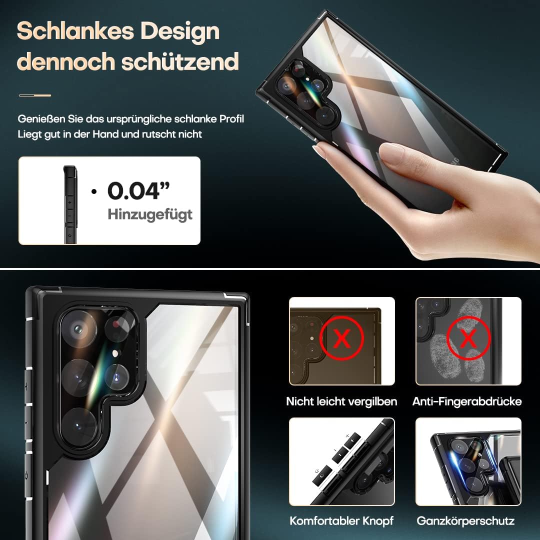 Samsung Galaxy S22 Ultra zadné púzdro priehľadné s čiernym lemom