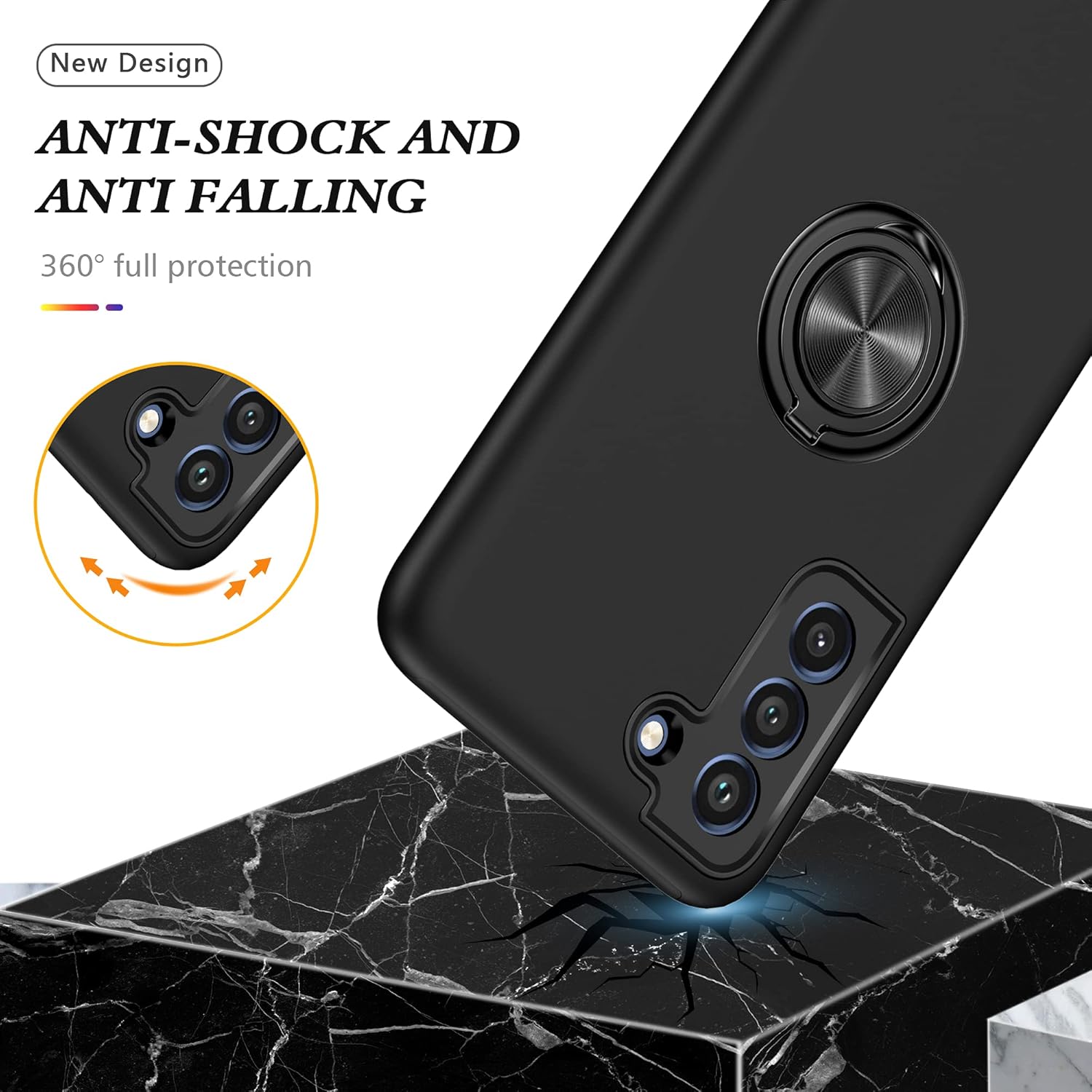 Samsung Galaxy S22 zadné púzdro Armor Ring čierne