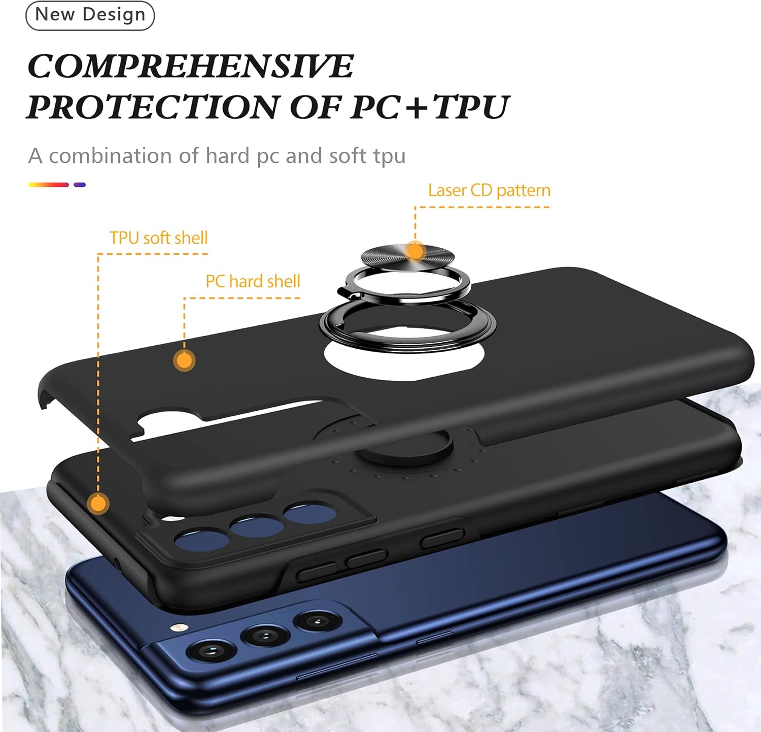Samsung Galaxy S22 zadné púzdro Armor Ring čierne