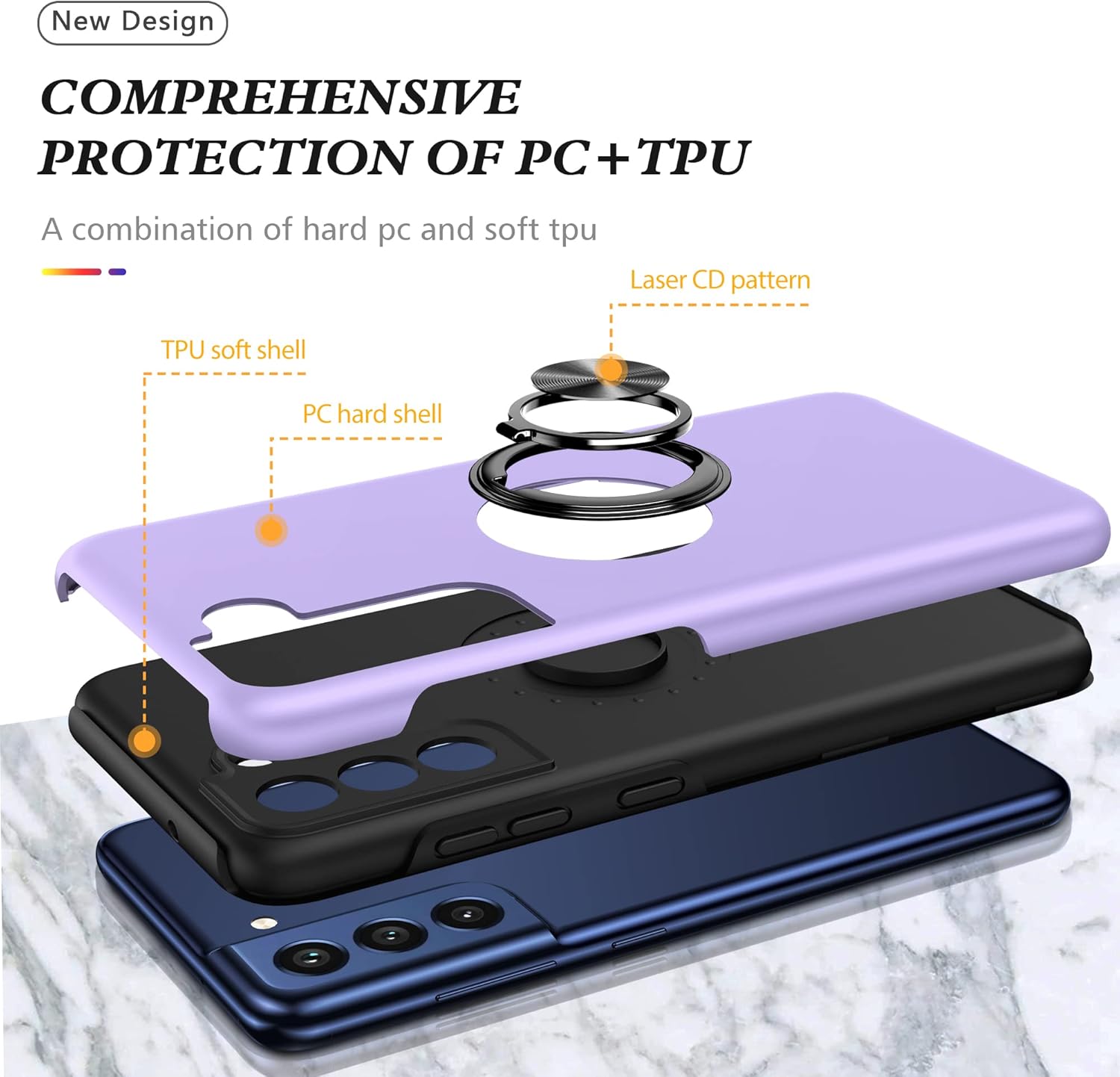 Samsung Galaxy S22 zadné púzdro Armor Ring fialové
