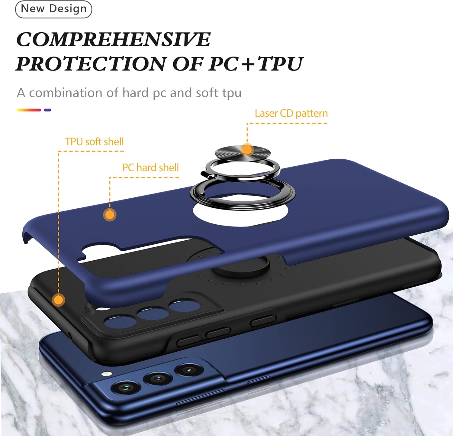 Samsung Galaxy S22 zadné púzdro Armor Ring modré
