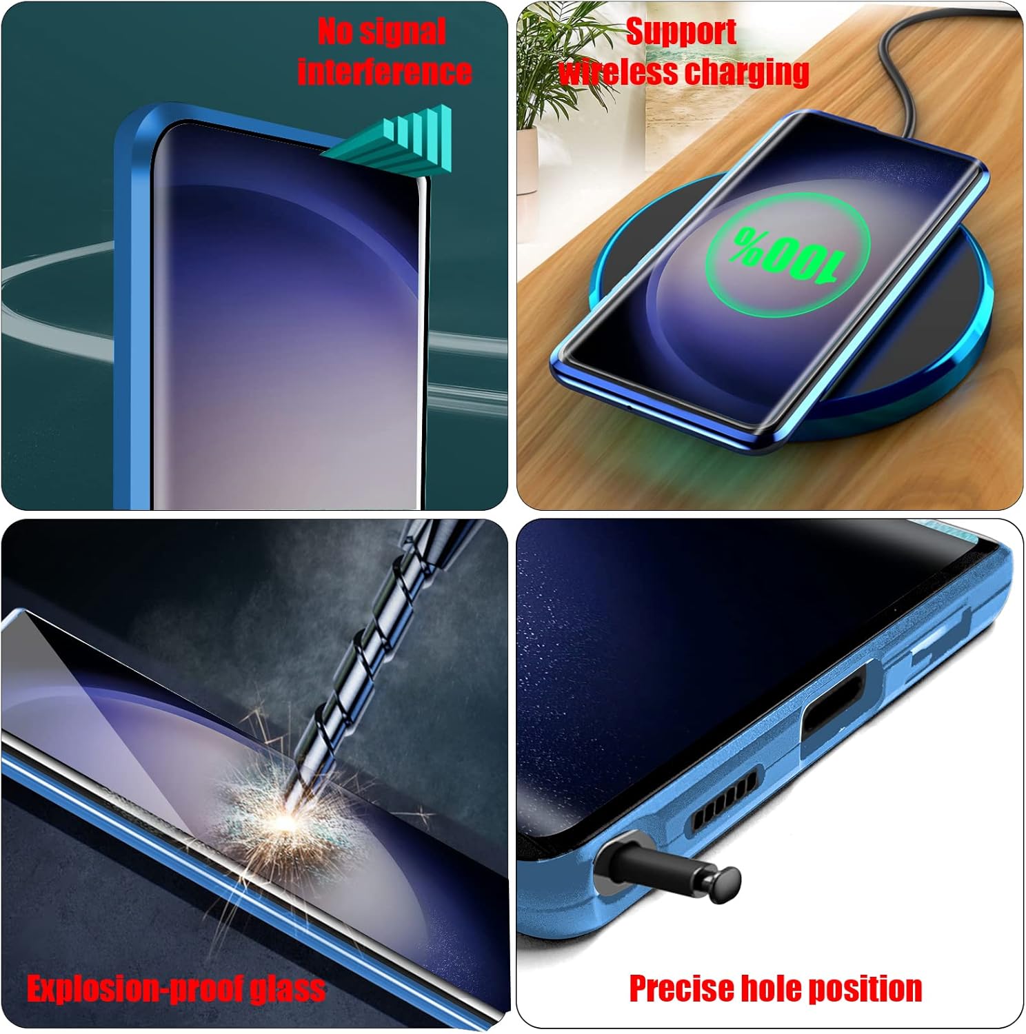 Samsung Galaxy S23 Plus magnetické púzdro 360° celotelové s kovovým rámom modré