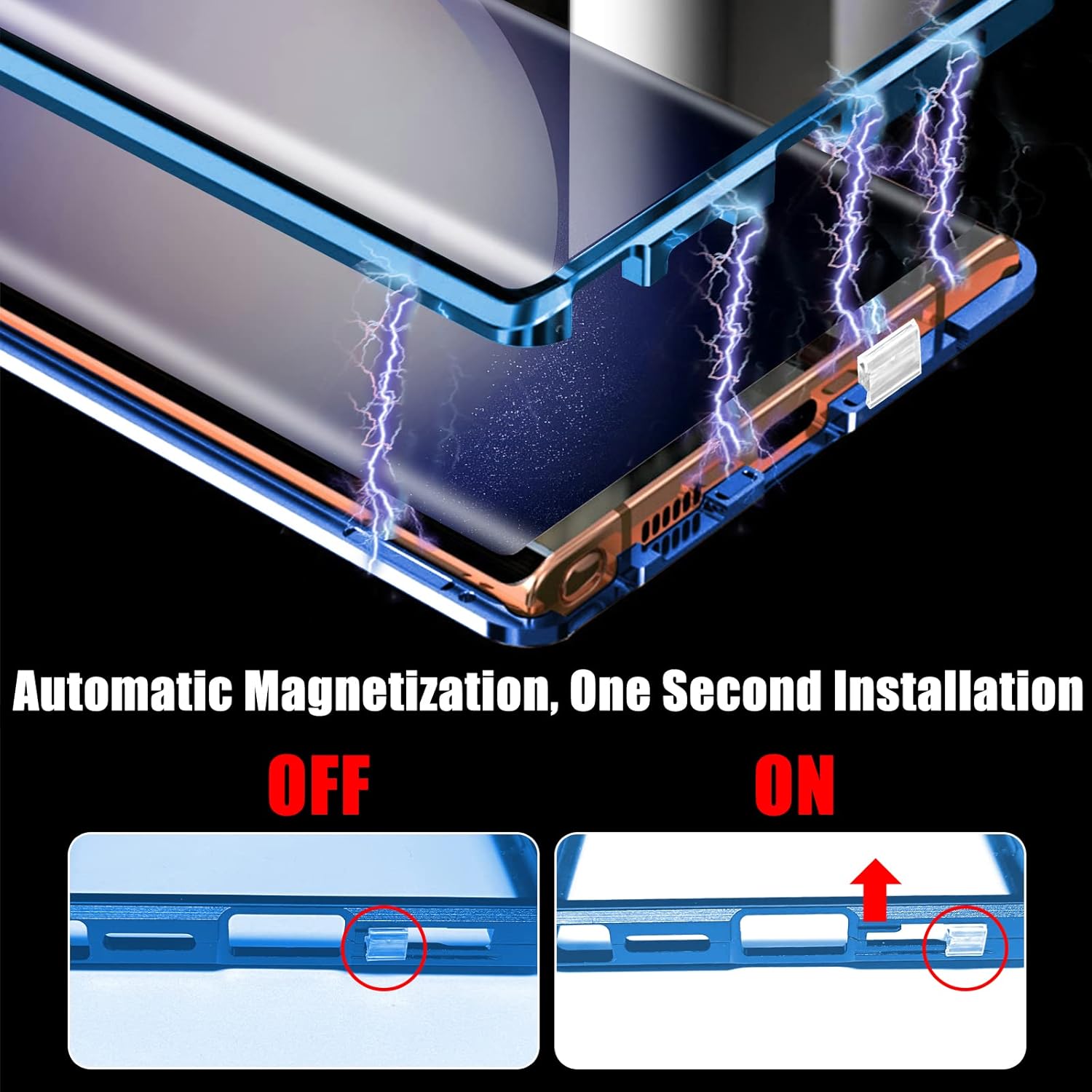 Samsung Galaxy S23 Plus magnetické púzdro 360° celotelové s kovovým rámom modré