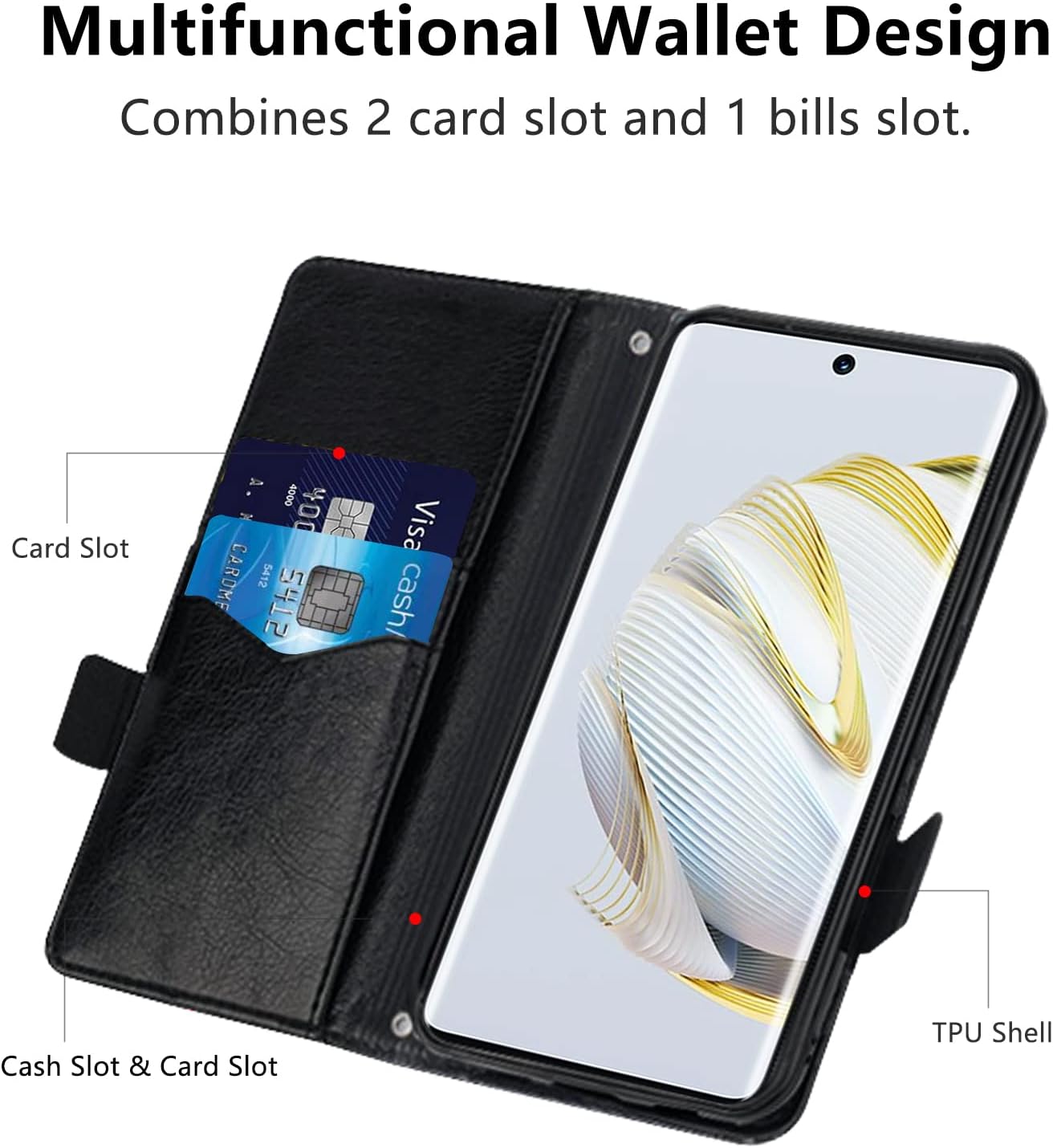 Huawei Nova 10 elegantné kožené púzdro čierne