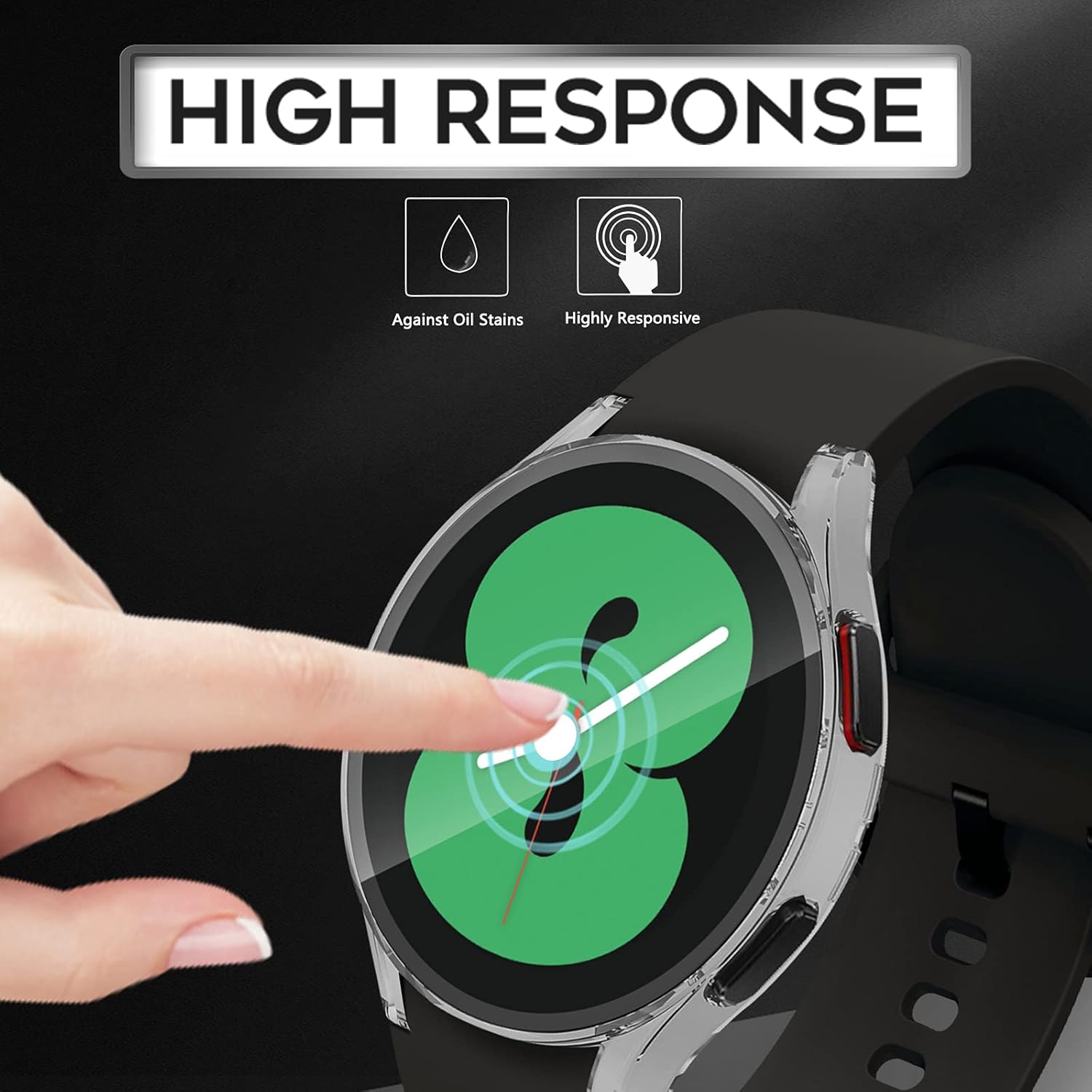 Samsung Galaxy Watch 5 / 4  40mm ochranná krytka so sklom čierna a priehľadná