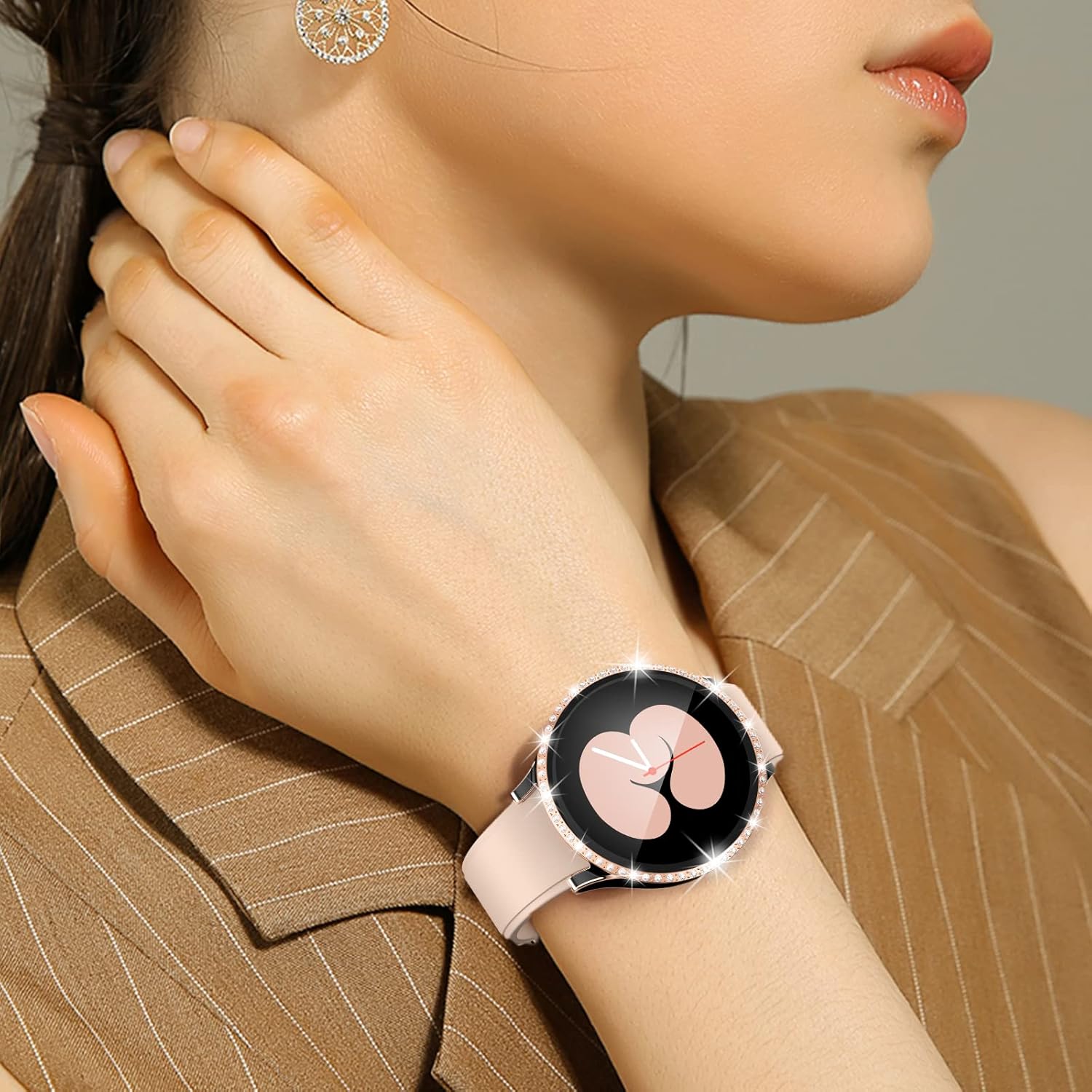 Samsung Galaxy Watch 5 / 4  44mm ochranná krytka so sklom čierno-zlatá s kamienkami