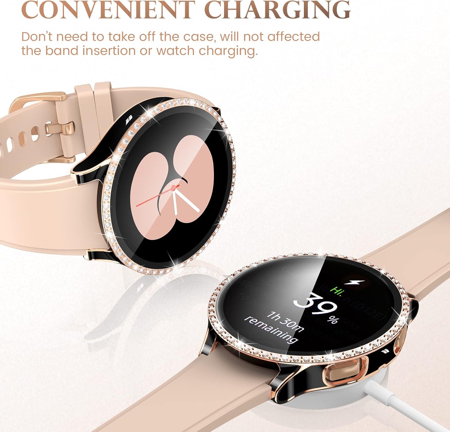 Samsung Galaxy Watch 5 / 4  44mm ochranná krytka so sklom čierno-zlatá s kamienkami