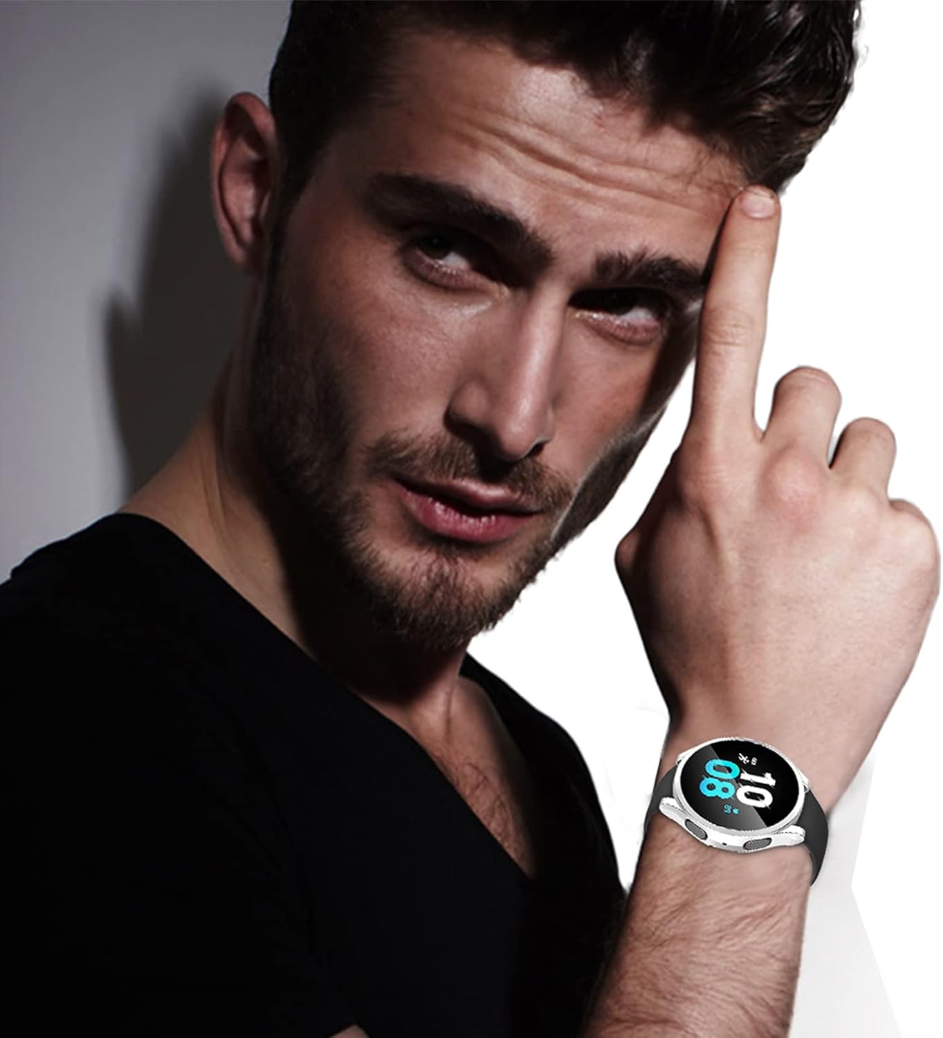 Samsung Galaxy Watch 5 / 4  44mm ochranná krytka so sklom strieborná 2ks v balení