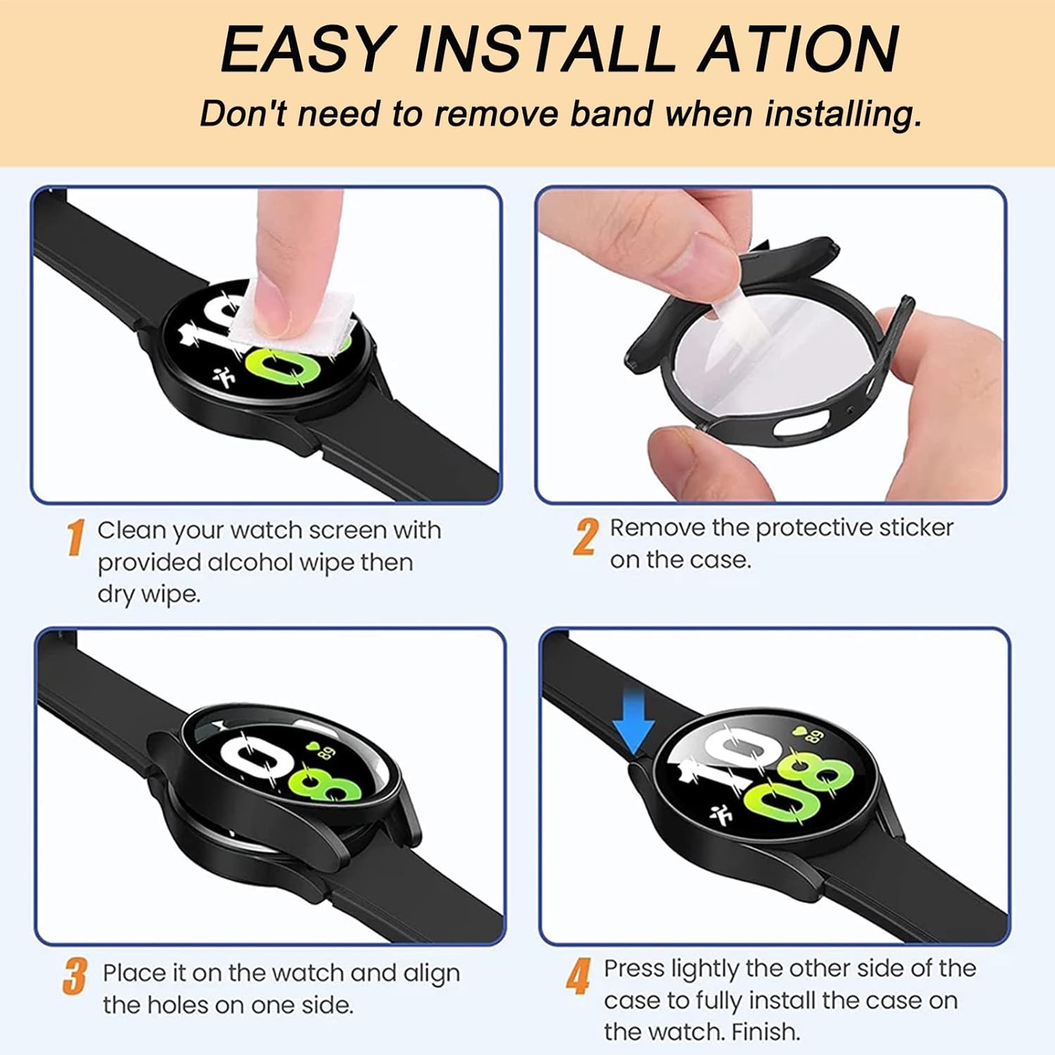 Samsung Galaxy Watch 5 / 4  44mm ochranná krytka so sklom strieborná 2ks v balení