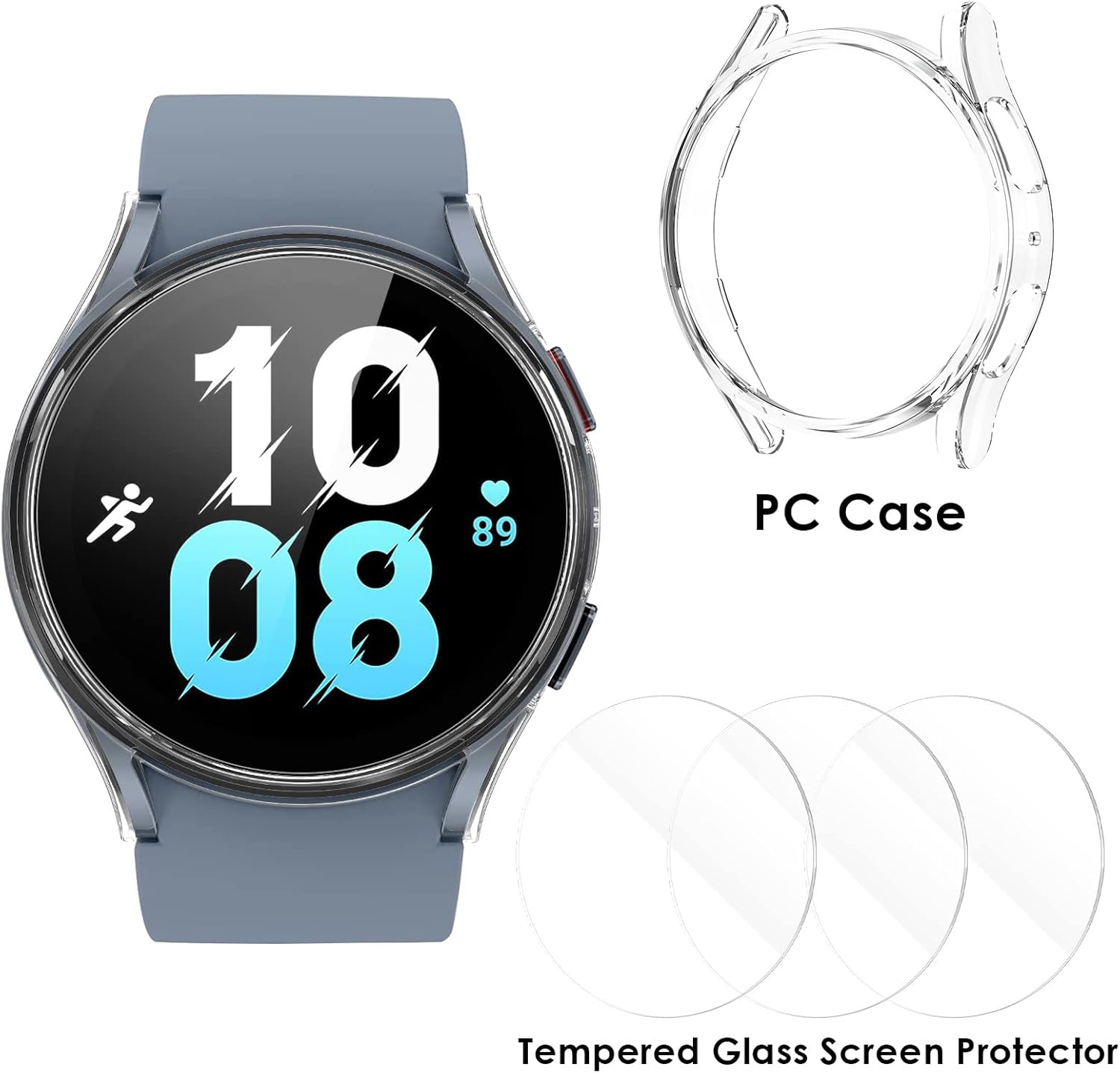 Samsung Galaxy Watch 5 / 4 44mm ochranná krytka priehľadná a 3ks ochranné sklo